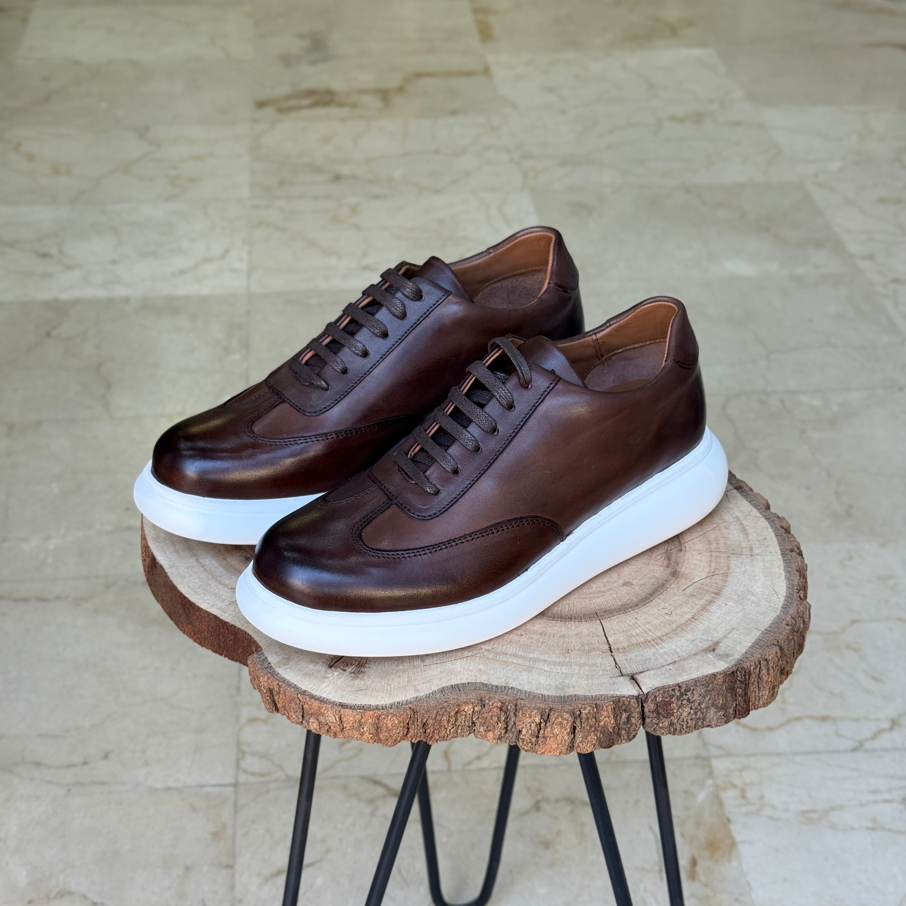 BASKET EN CUIR 726 MARRON