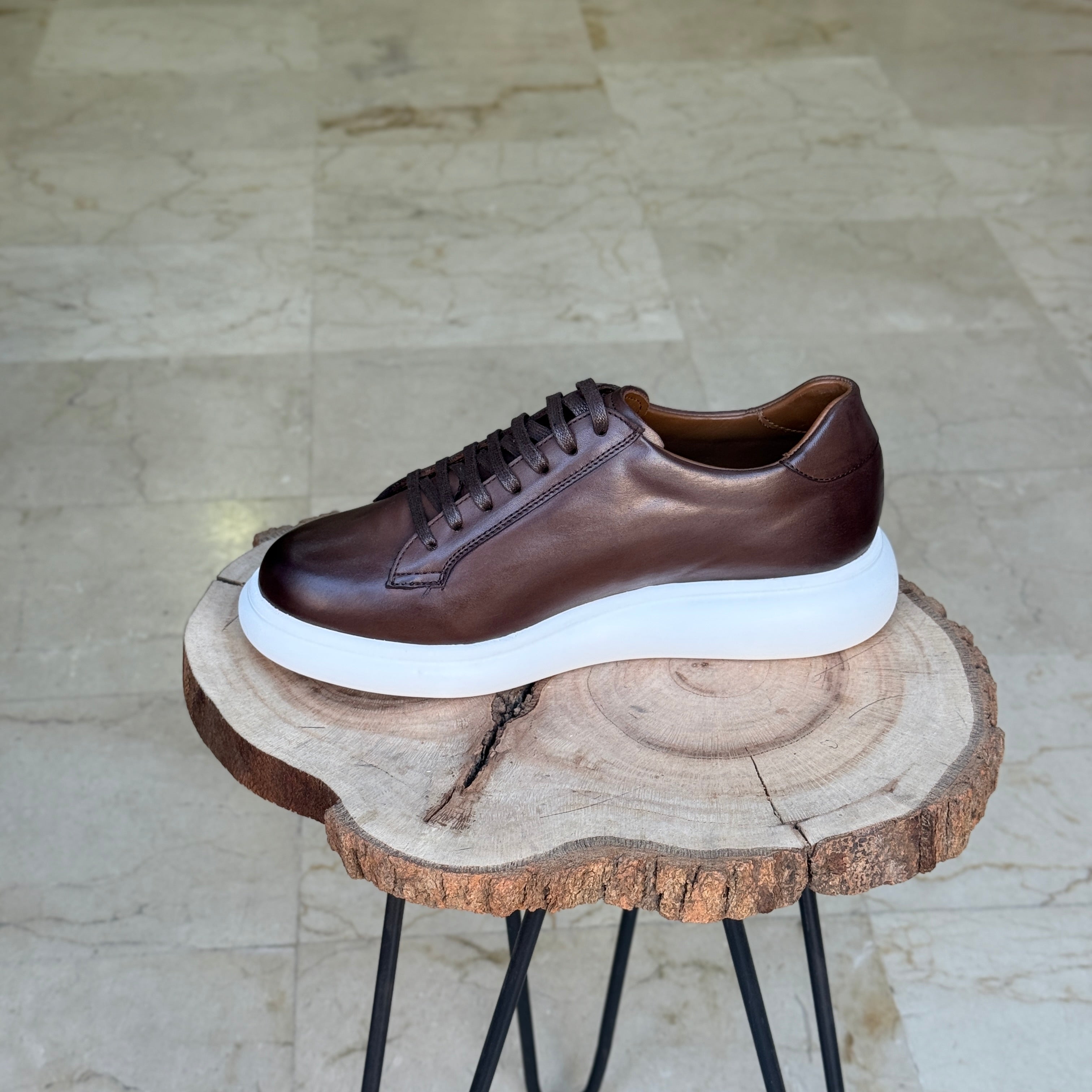 BASKET EN CUIR 704 MARRON