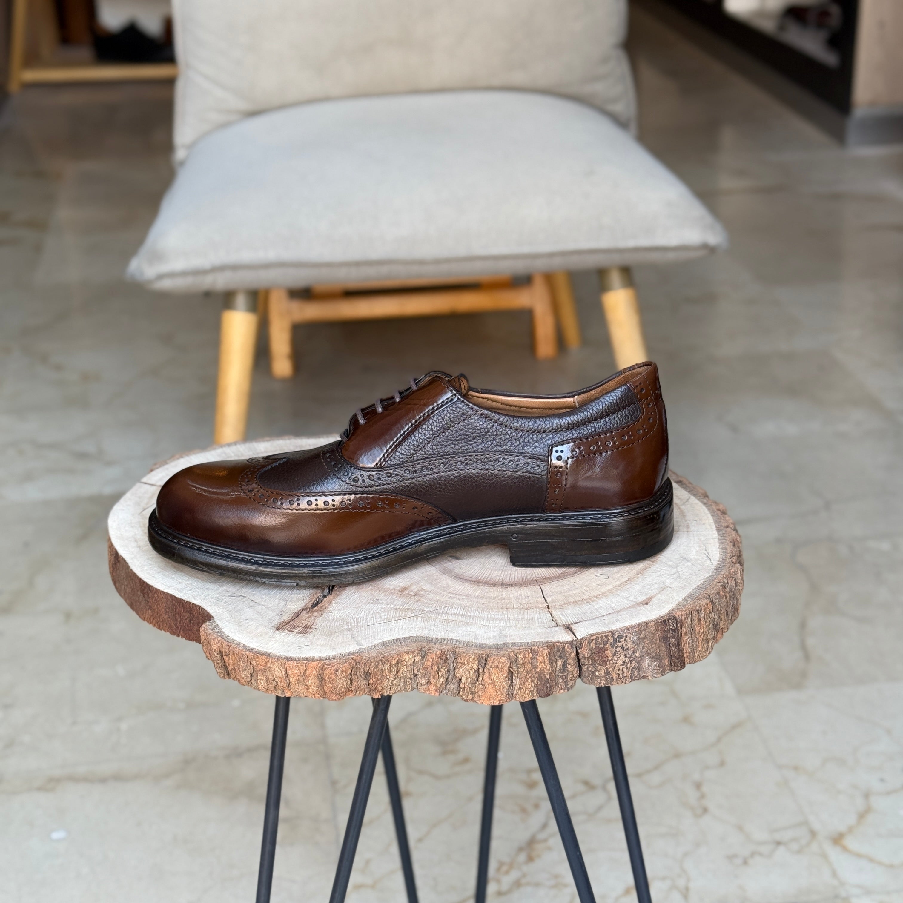 CHAUSSURES EN CUIR VÈRITABLES REF: IT1066 MARRON FONCÈ