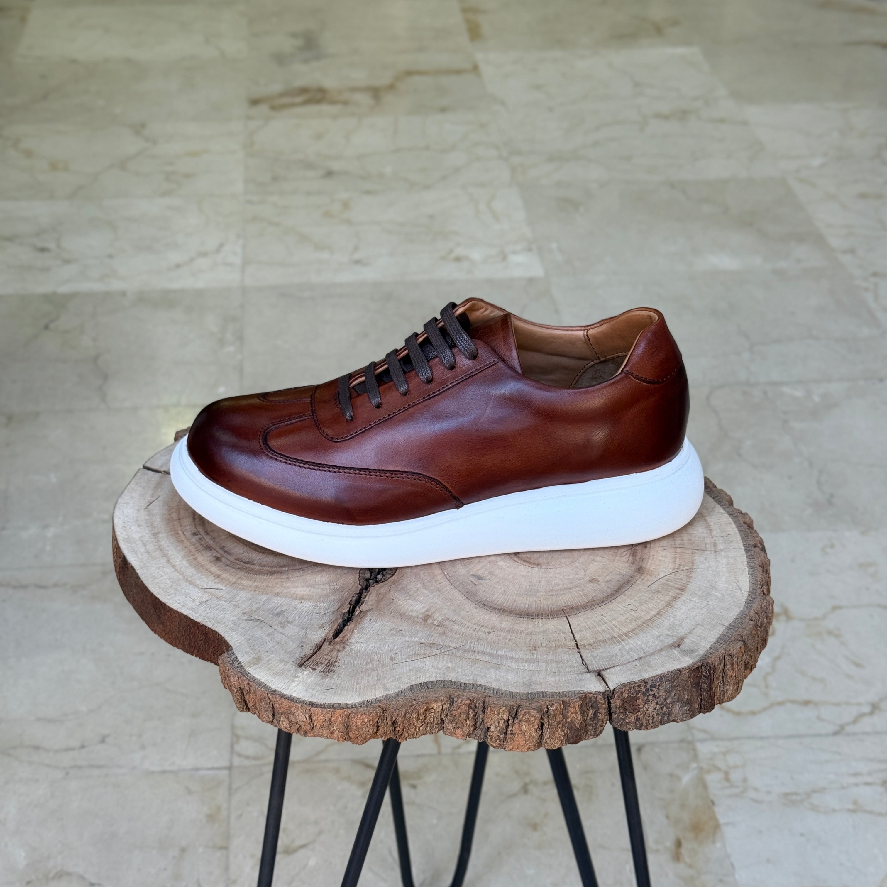 BASKET EN CUIR 726 TABAC