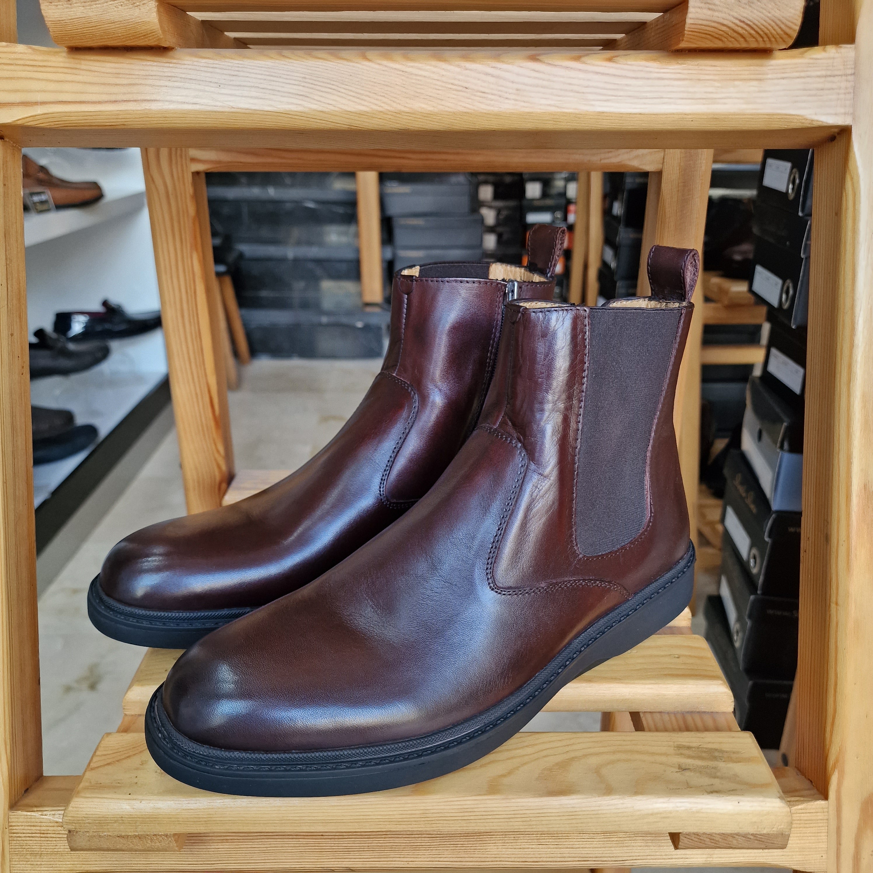 Ref: 1794 Bottine en Cuir Marron Foncé - Shopilo Shoes