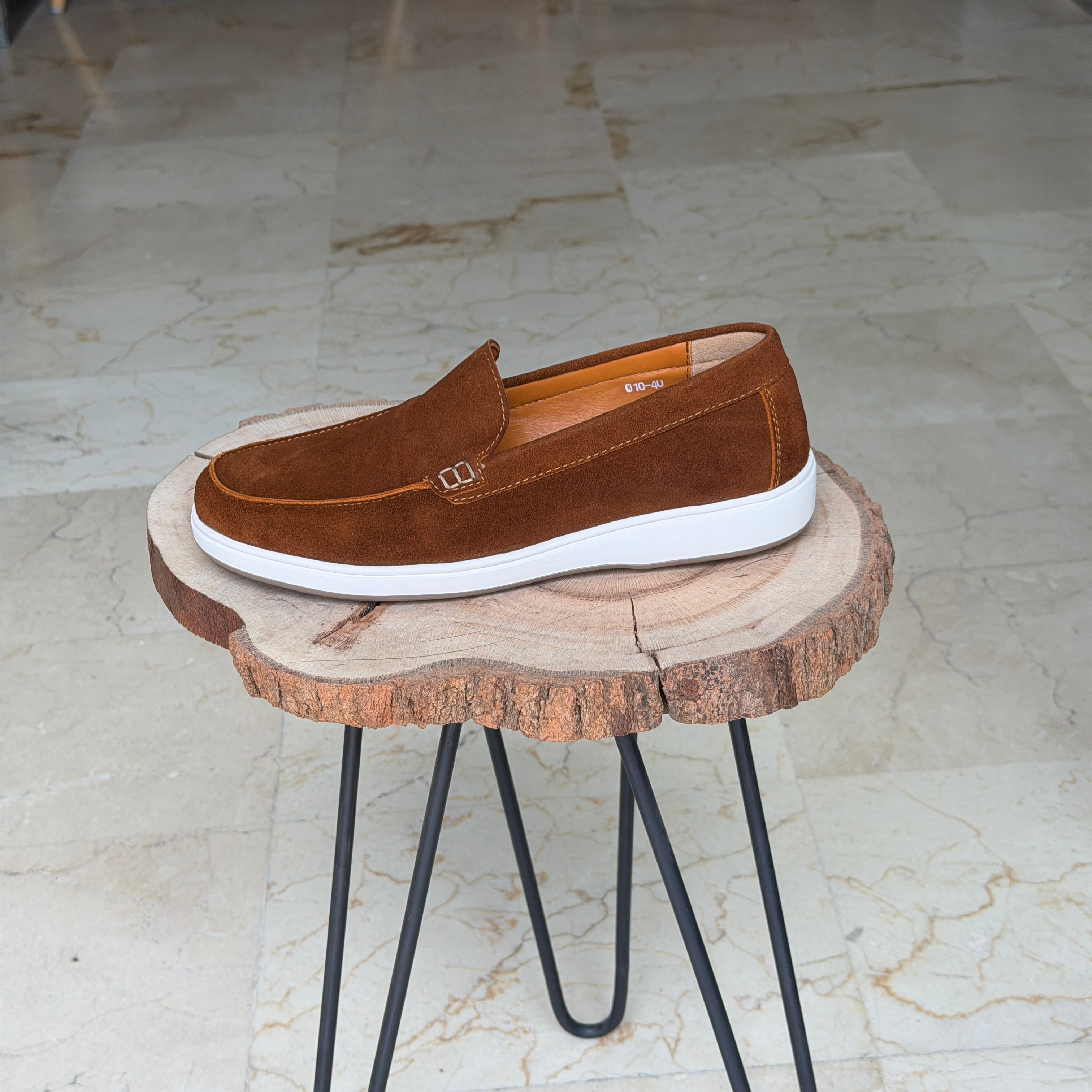 MOCASSIN EN DAIM EURO PIANA 010 TABA - Shopilo Shoes