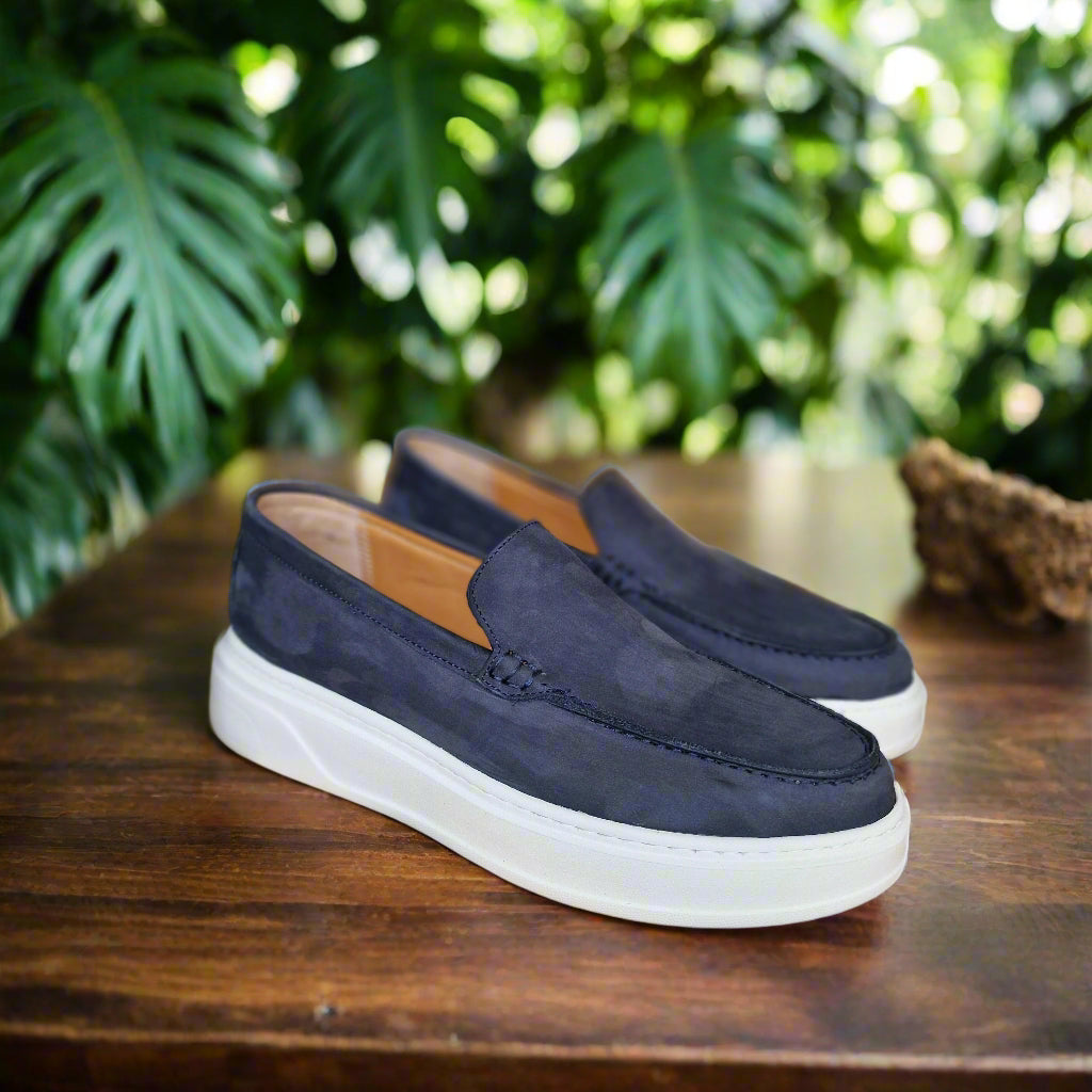 Mocassin En Cuir Adilux 1129 Bleu
