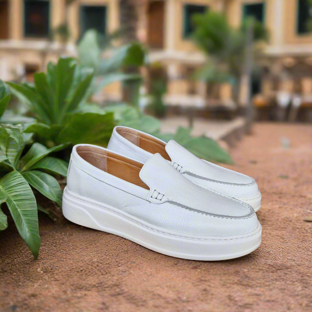 Mocassin En Cuir Adilux 1129 Blanc
