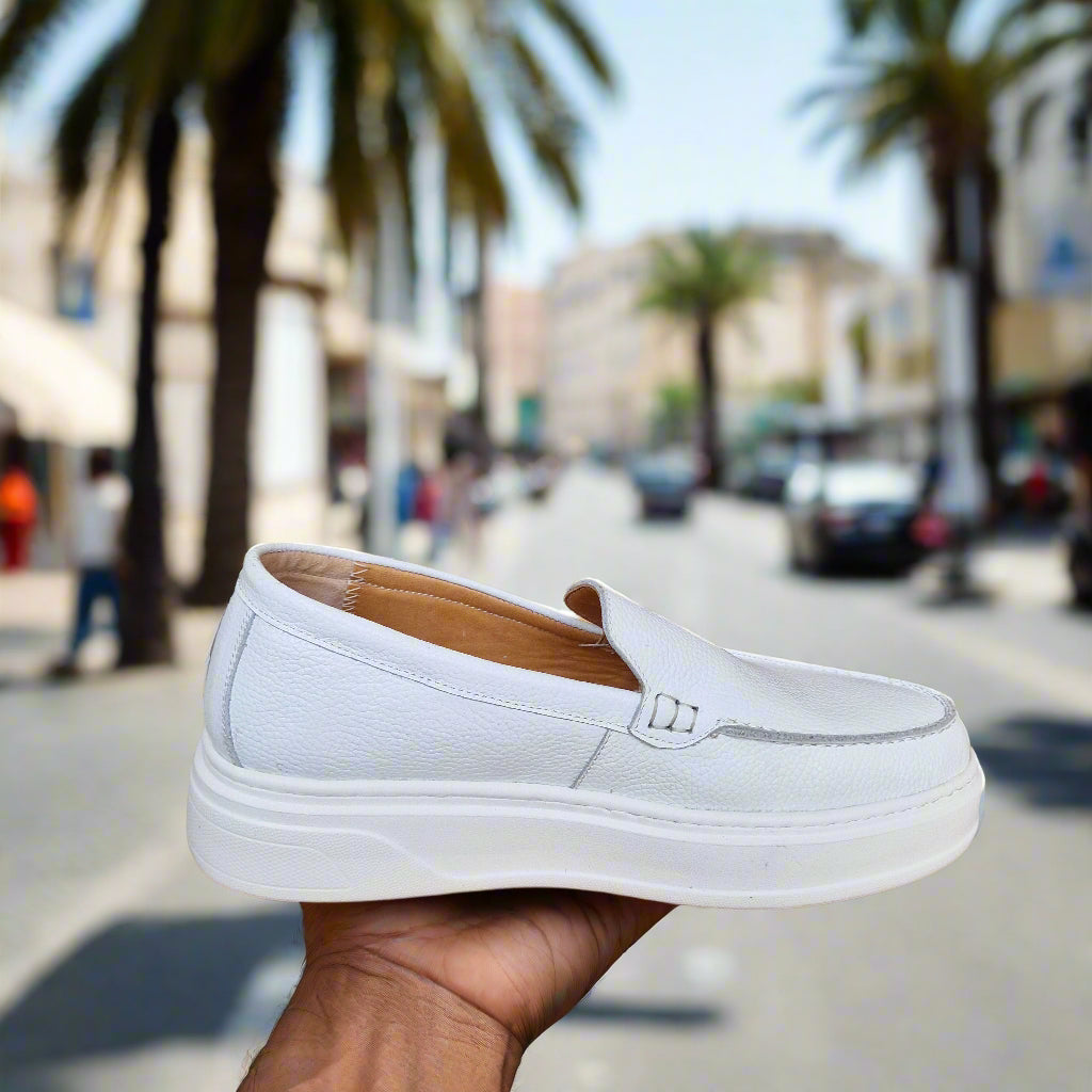 Mocassin En Cuir Adilux 1129 Blanc
