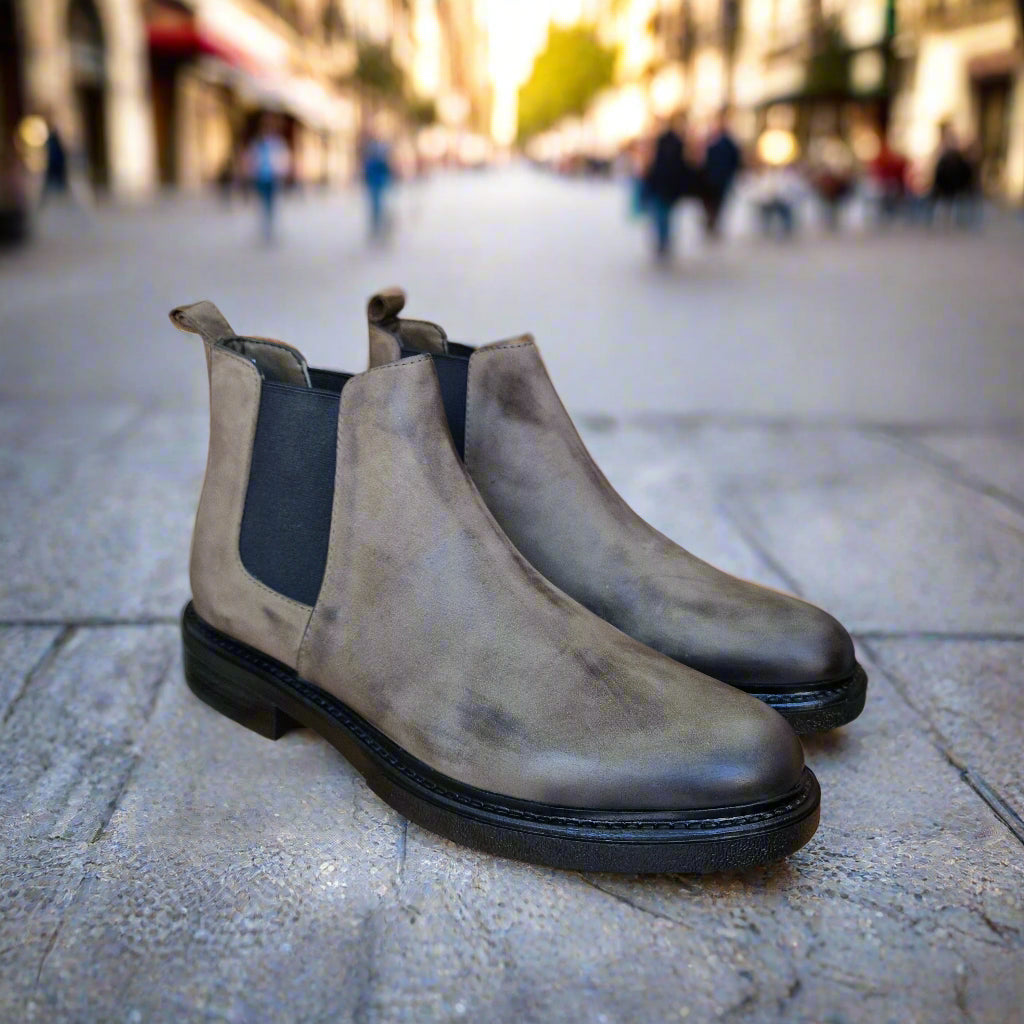 Bottine En Cuir Chelsea 6040 Vert Nubuck