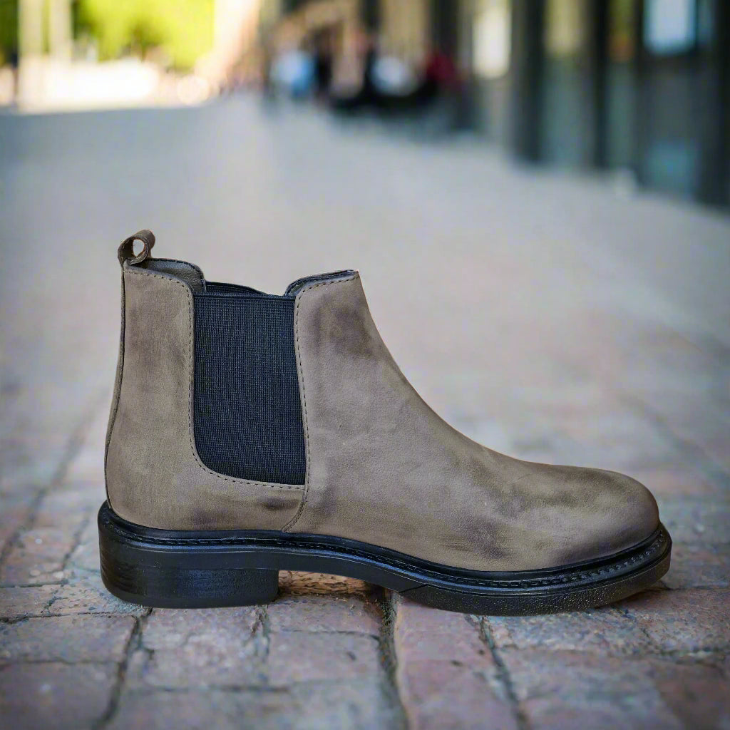 Bottine En Cuir Chelsea 6040 Vert Nubuck