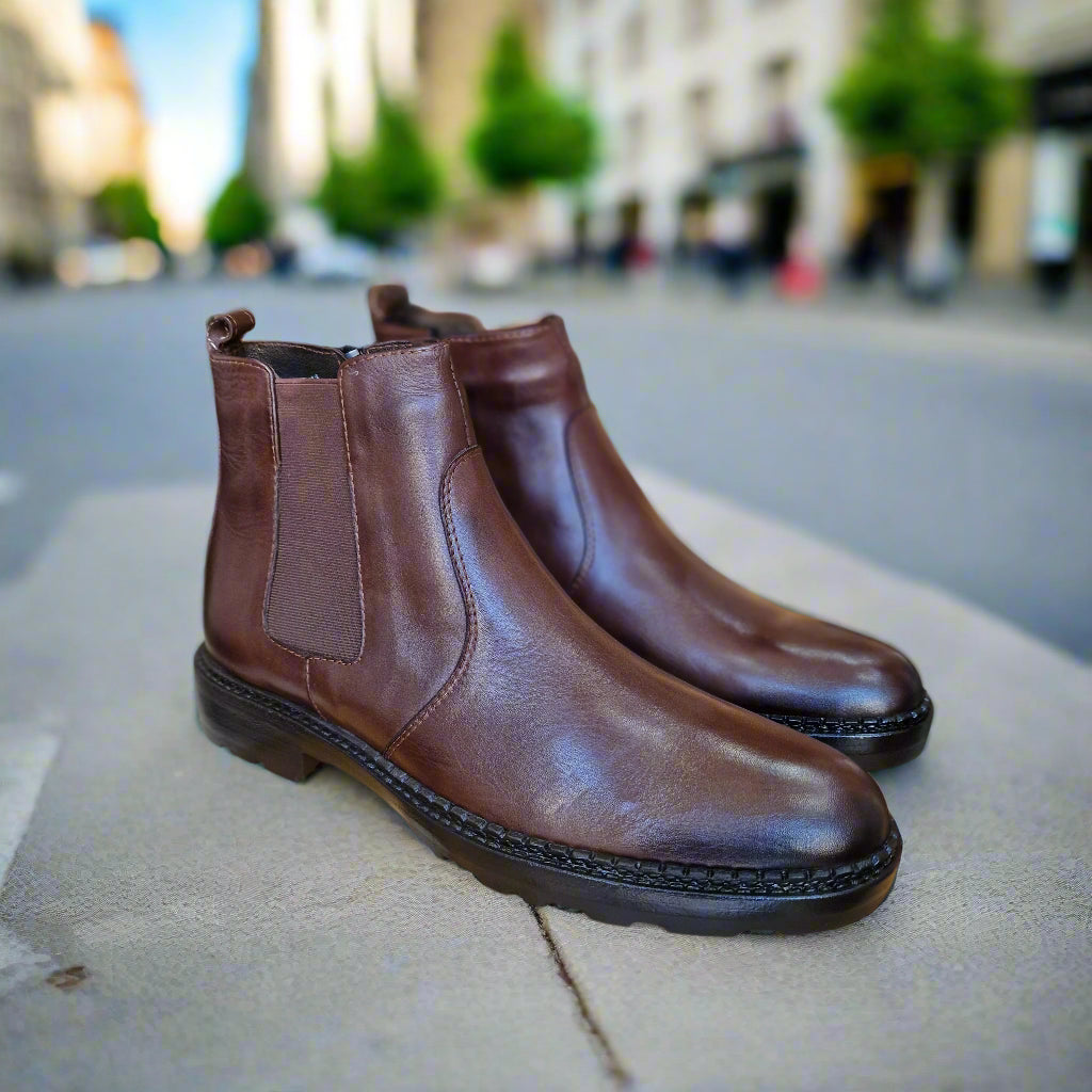Bottine En Cuir 6007 Marron Foncé
