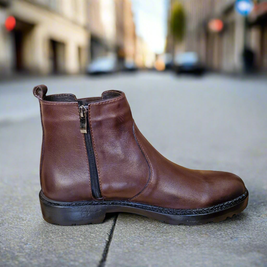 Bottine En Cuir 6007 Marron Foncé