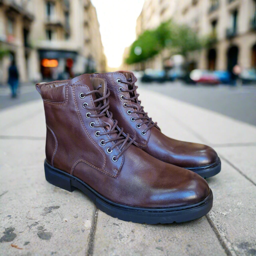 Bottine En Cuir Gustavo 409 Marron Foncé