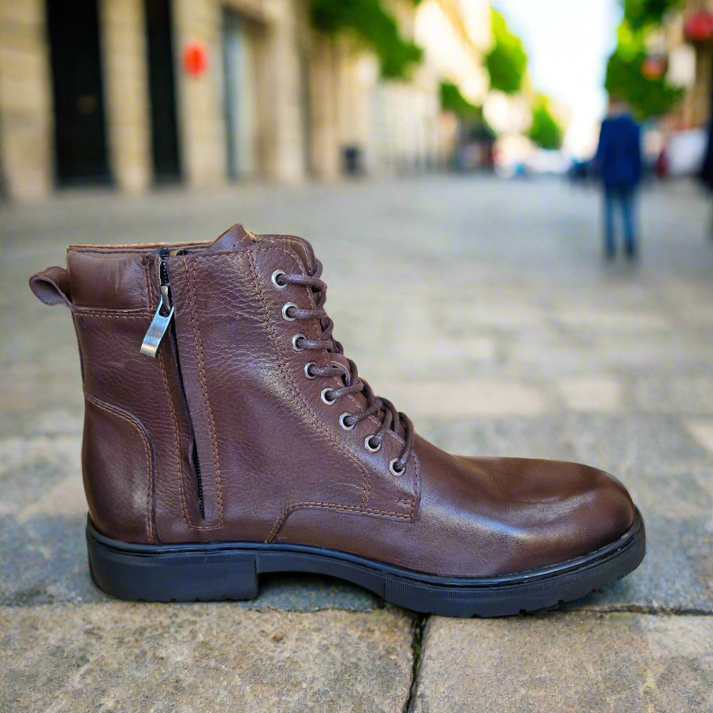 Bottine En Cuir Gustavo 409 Marron Foncé