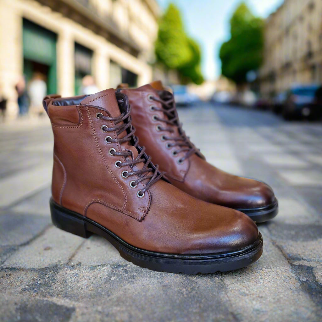 Bottine En Cuir Gustavo 409 Marron Clair