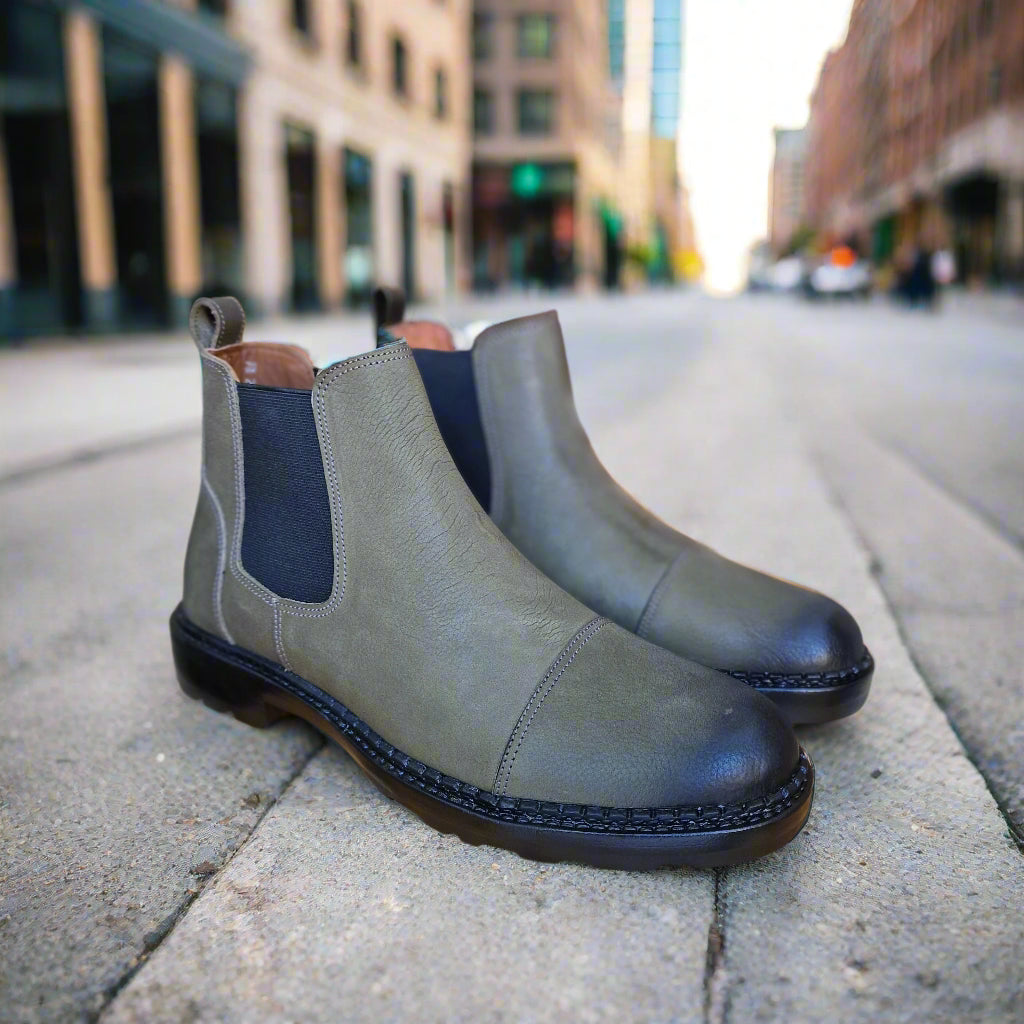 Bottine En Cuir Grinie 205 Vert Nubuck