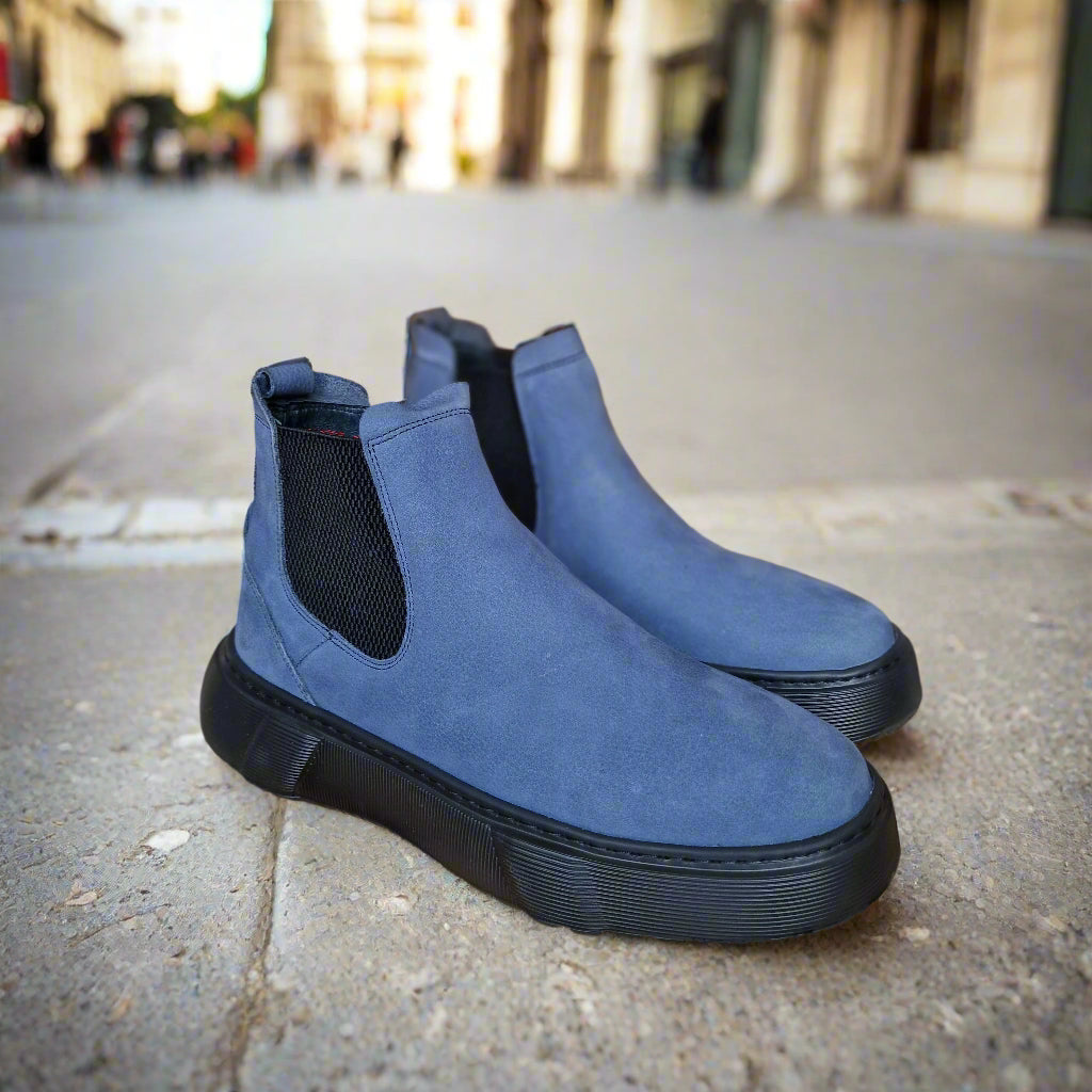 Bottine En Cuir Maestro 1000 Gris & Bleu Nubuck