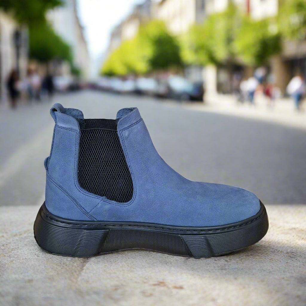 Bottine En Cuir Maestro 1000 Gris & Bleu Nubuck