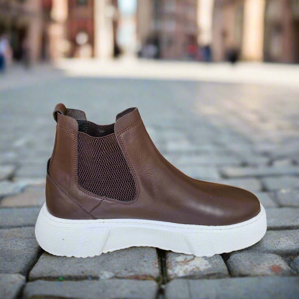 Bottine En Cuir Maestro 1000 Marron Foncé - Shopilo Shoes