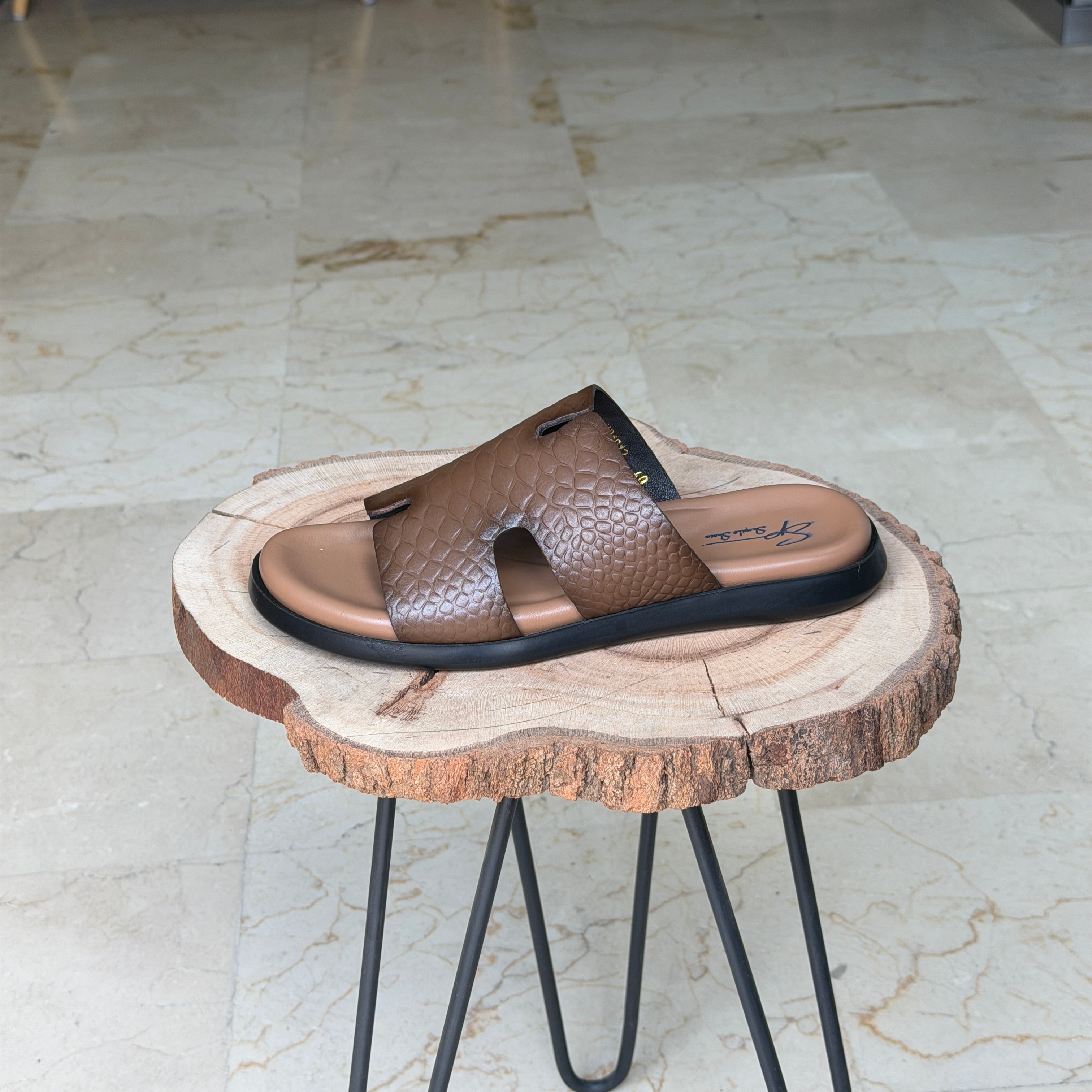 Sendale En Cuir Signateur 01 MARRON CLAIR 1012 CROCO - Shopilo Shoes