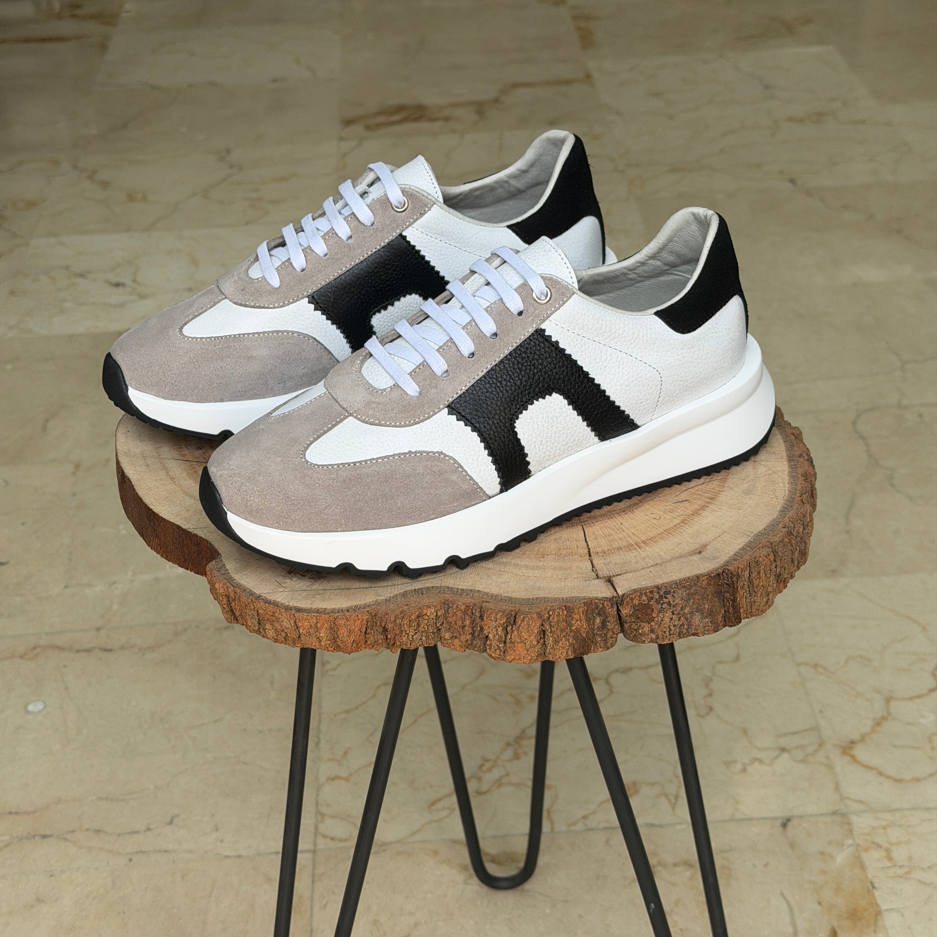 basket en cuir - 926 BLANC GARNAJ NOIR