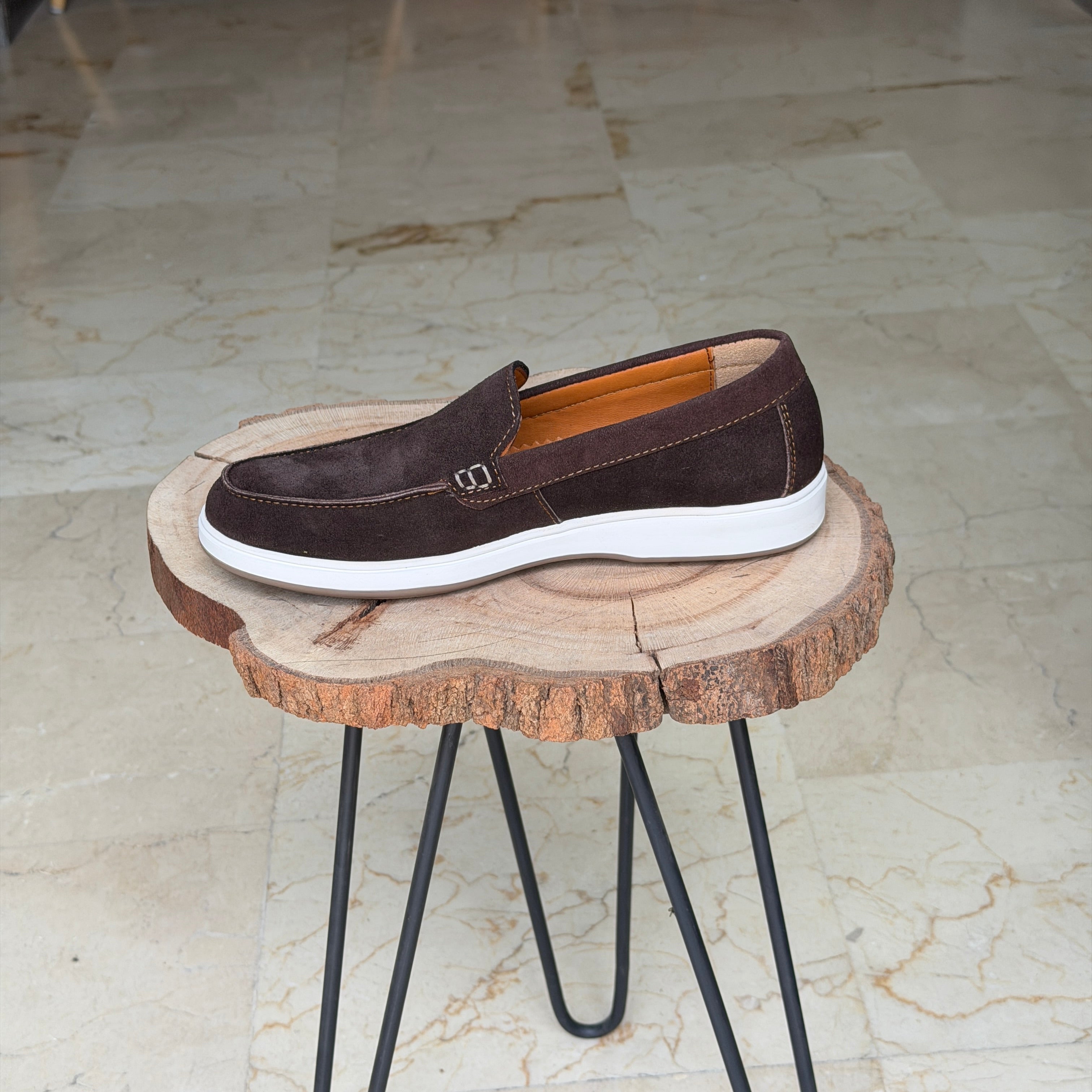 MOCASSIN EN DAIM EURO PIANA 010 MARRON - Shopilo Shoes