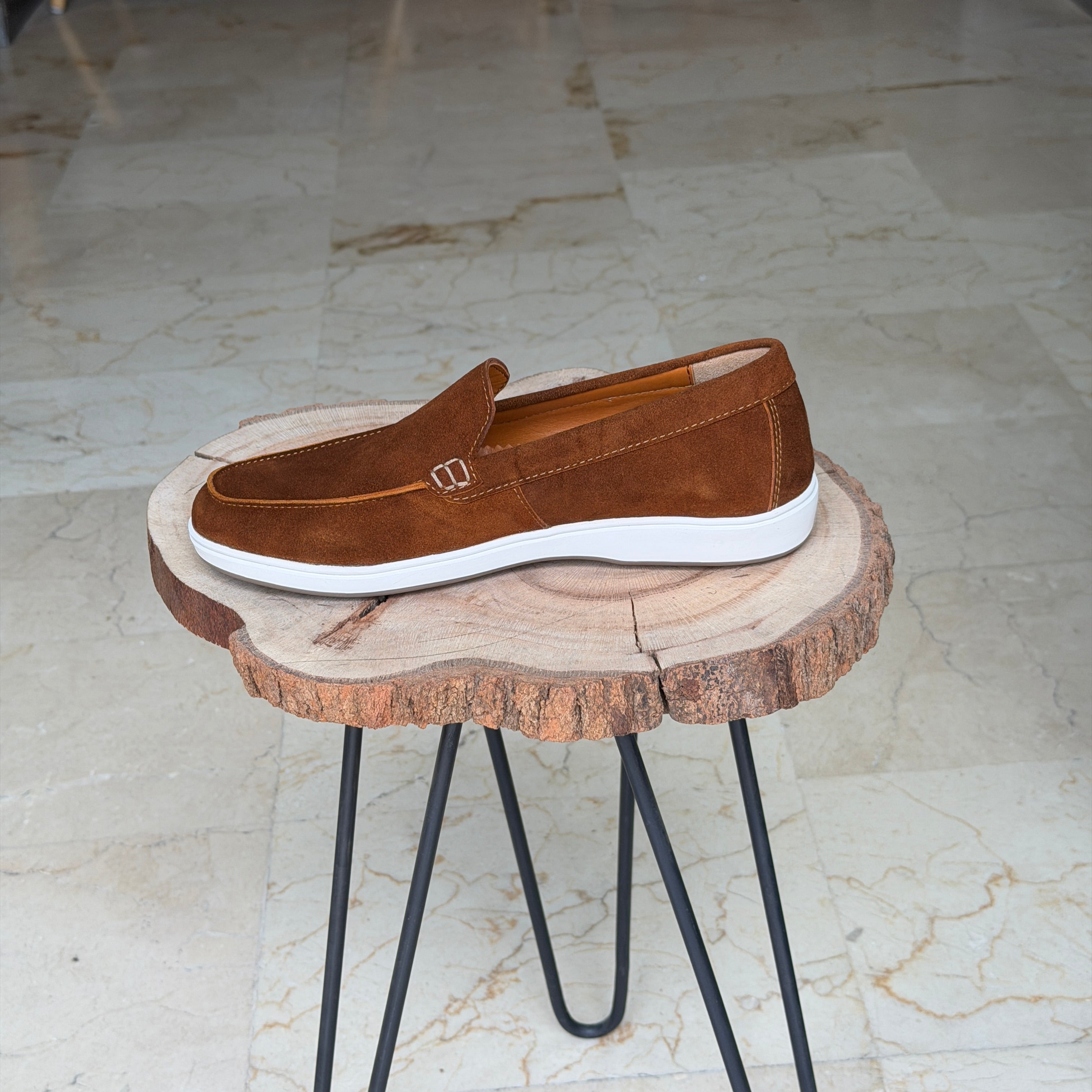 MOCASSIN EN DAIM EURO PIANA 010 TABA - Shopilo Shoes