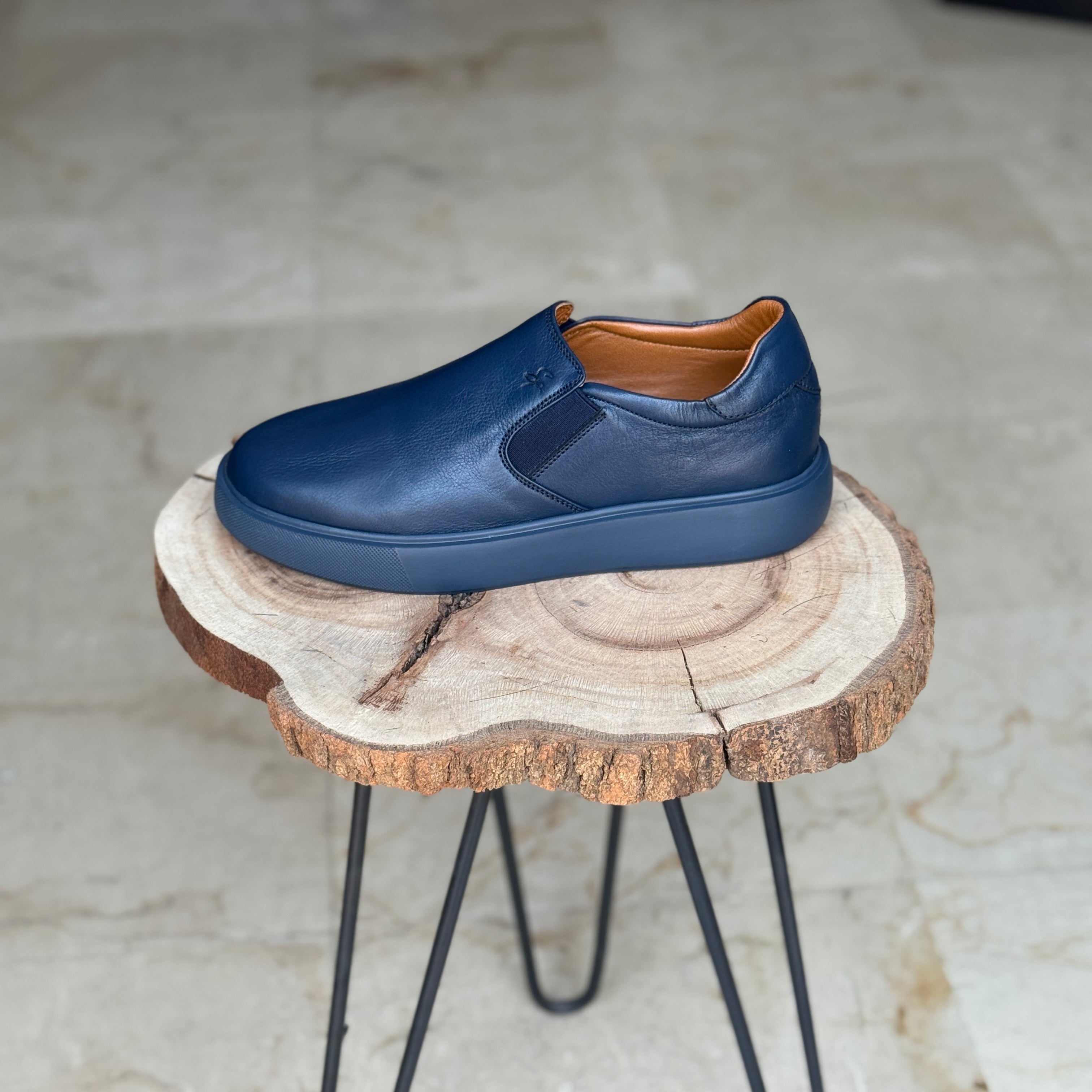 BASKET EN CUIR 816 BLEU