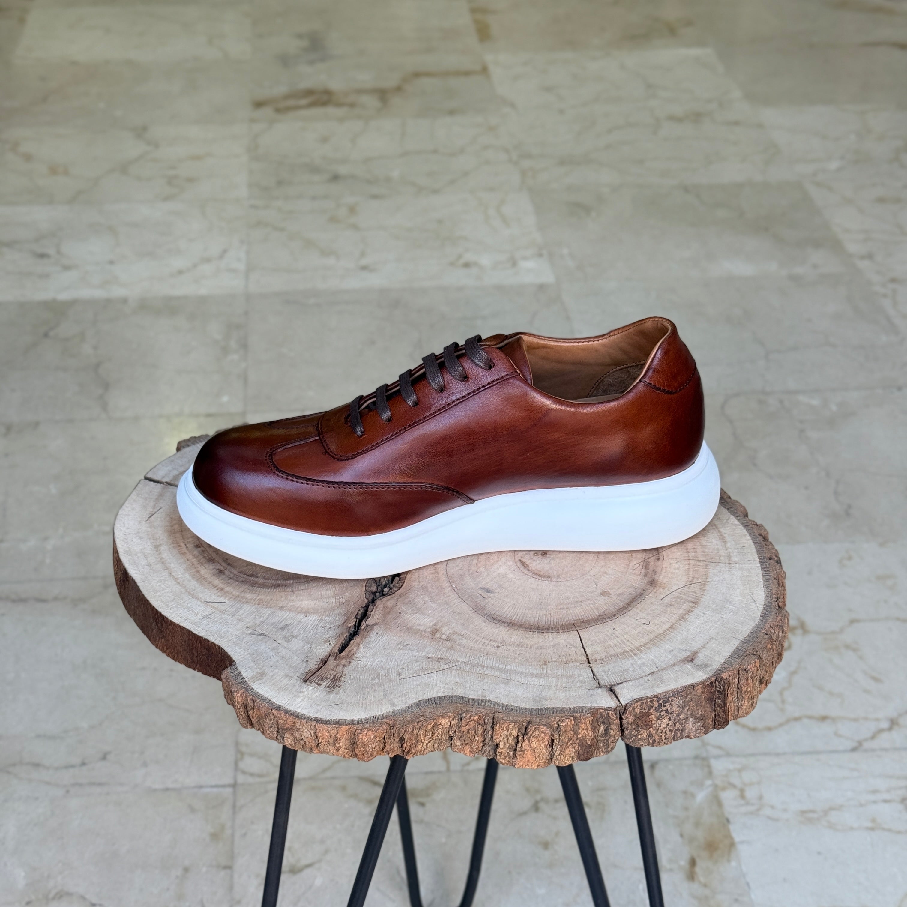 BASKET EN CUIR 726 TABAC