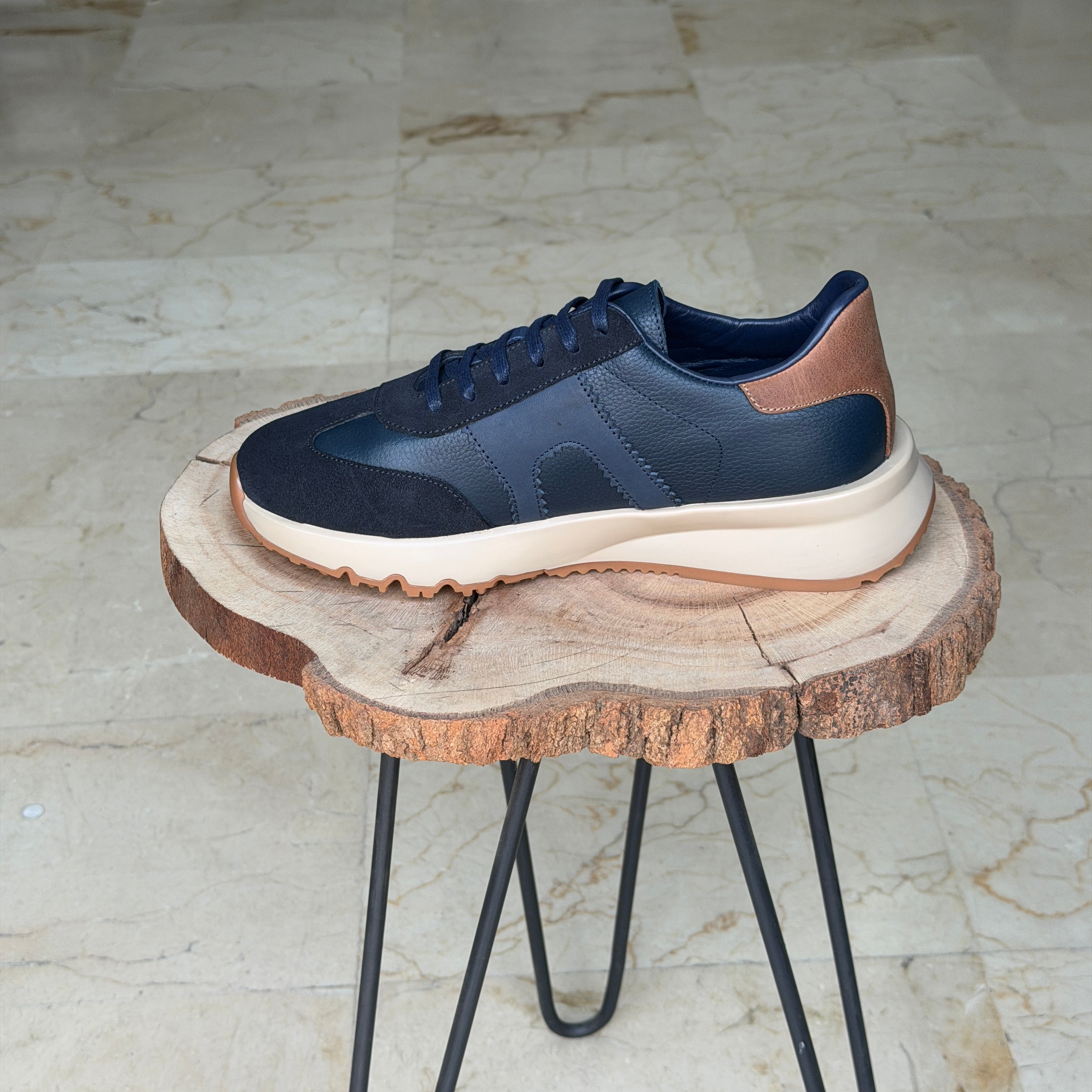 basket en cuir - 926 BLANC BLEU