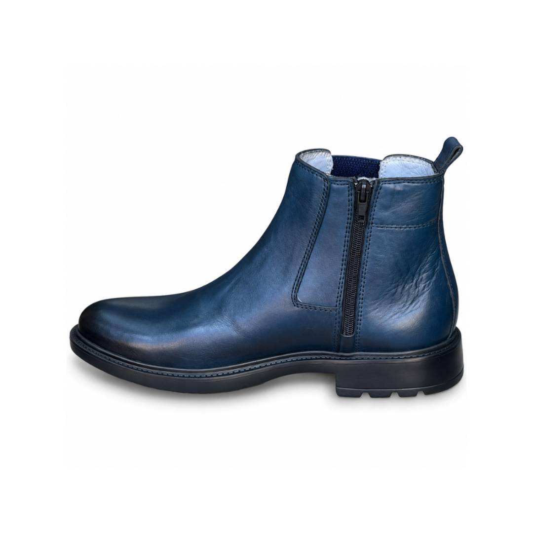 Bottine En Cuir 301 bleu - Shopilo Shoes