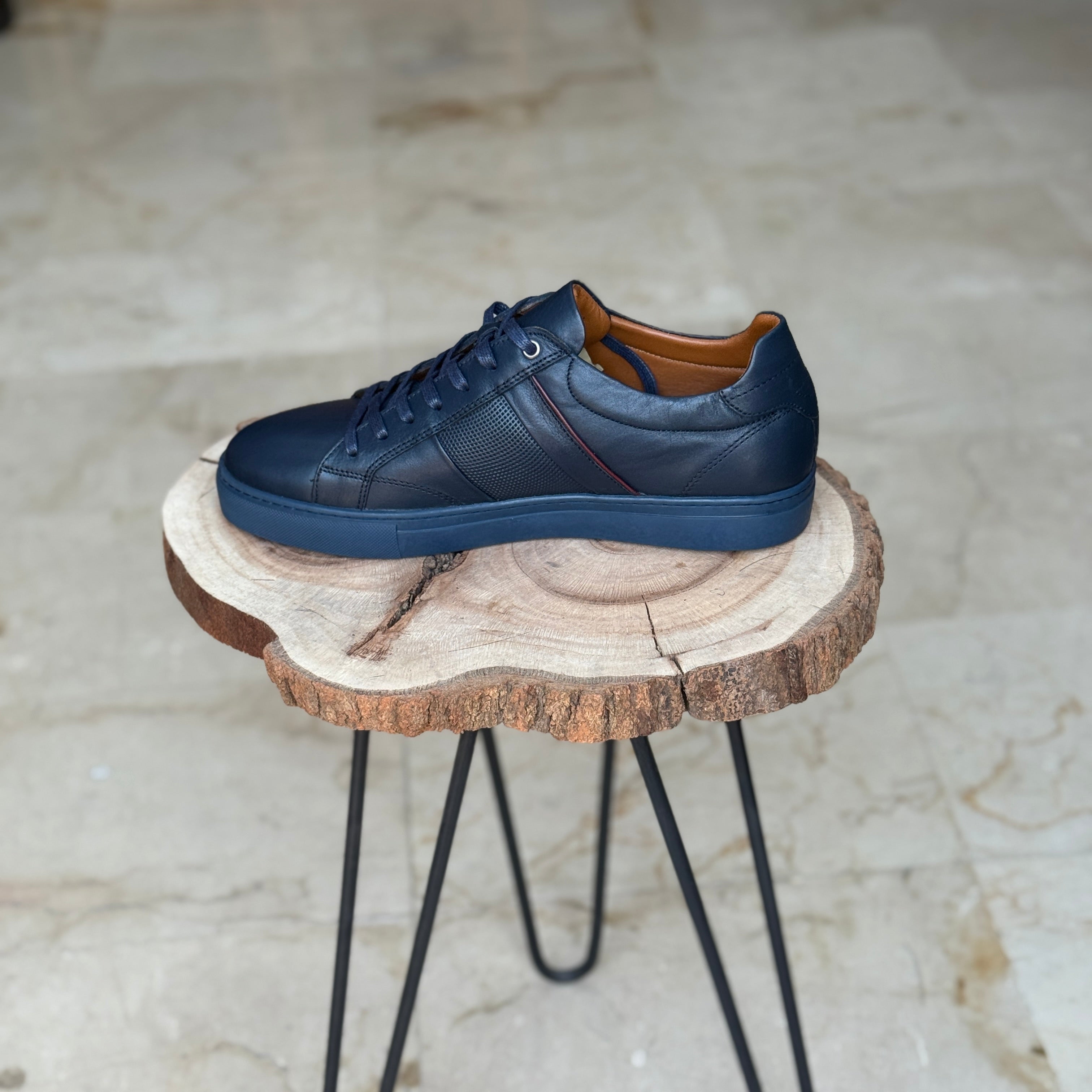 BASKET EN CUIR 718 BLEU