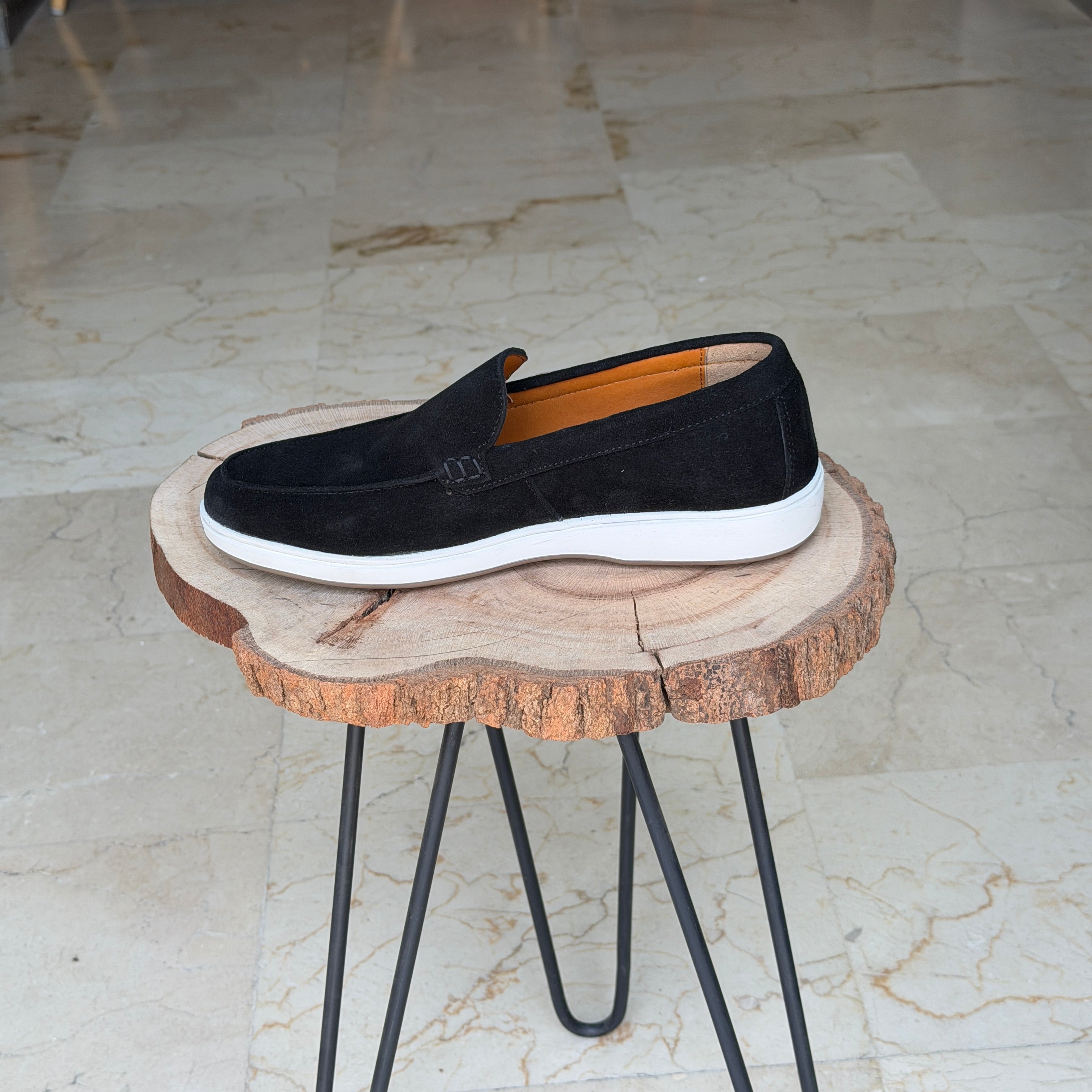 MOCASSIN EN DAIM EURO PIANA 010 NOIR DAIM - Shopilo Shoes
