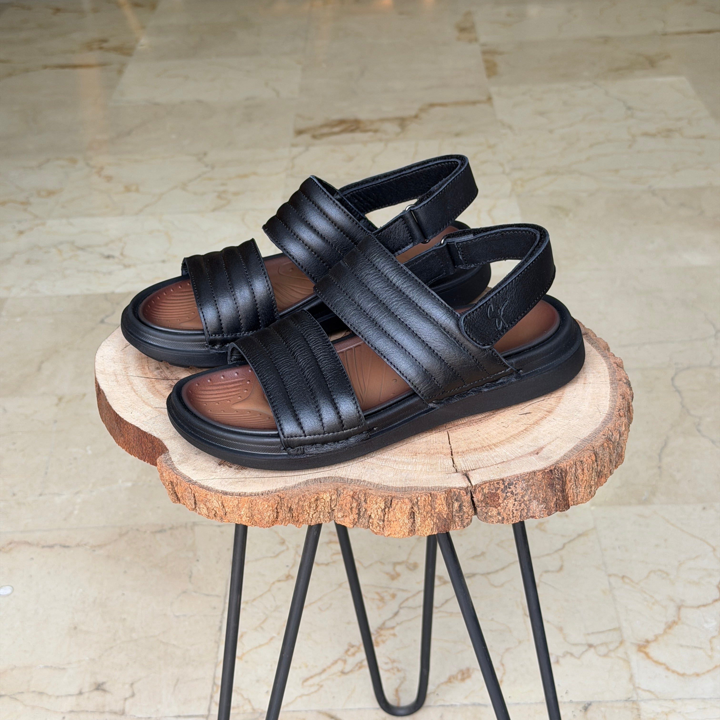 SANDALE EN CUIR Ergonomic Arch S41 NOIR