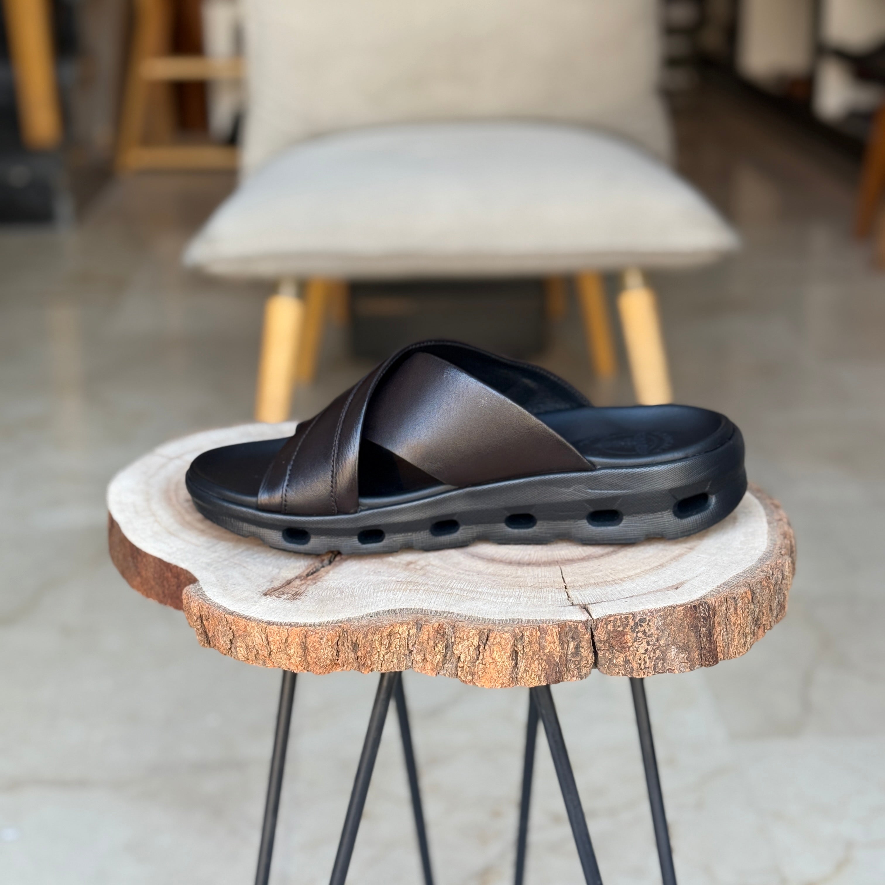 SANDALE EN CUIR SE124 - OrthoConfort MARRON CHOCOLATE