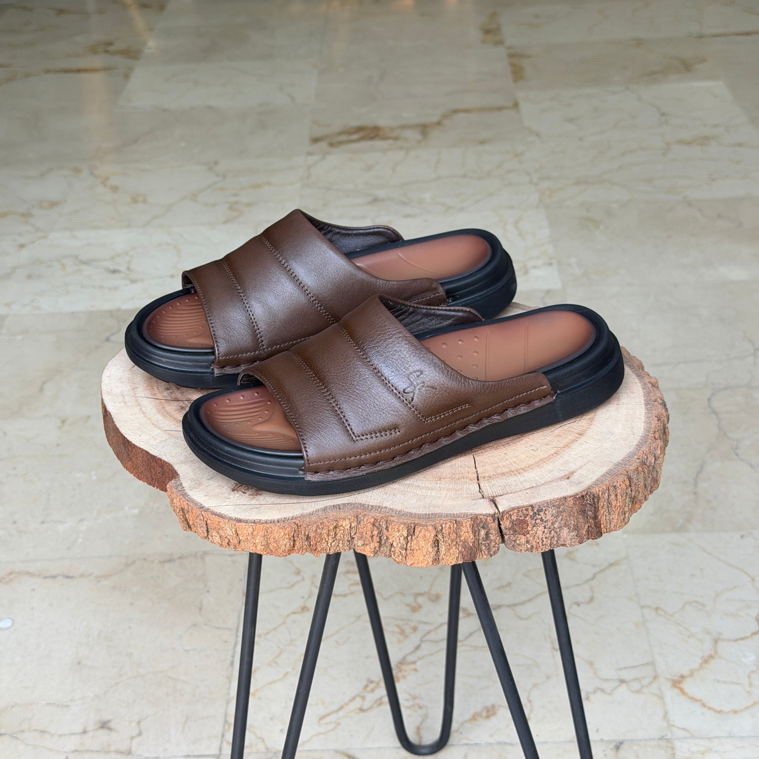 SANDALE EN CUIR Ergonomic Arch S40 MARRON