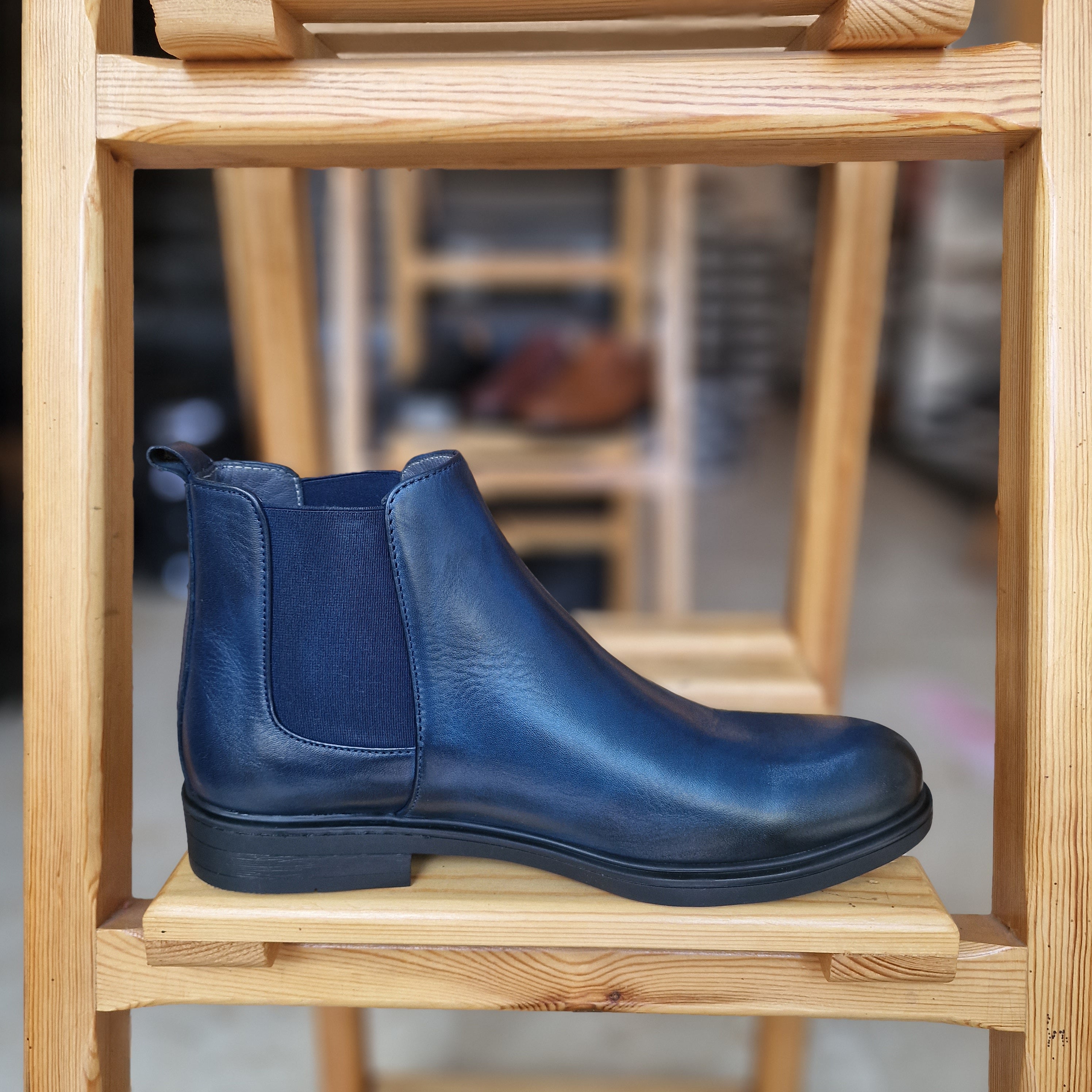 REF: 6040 PRO BOTTINE EN CUIR BLEU TX