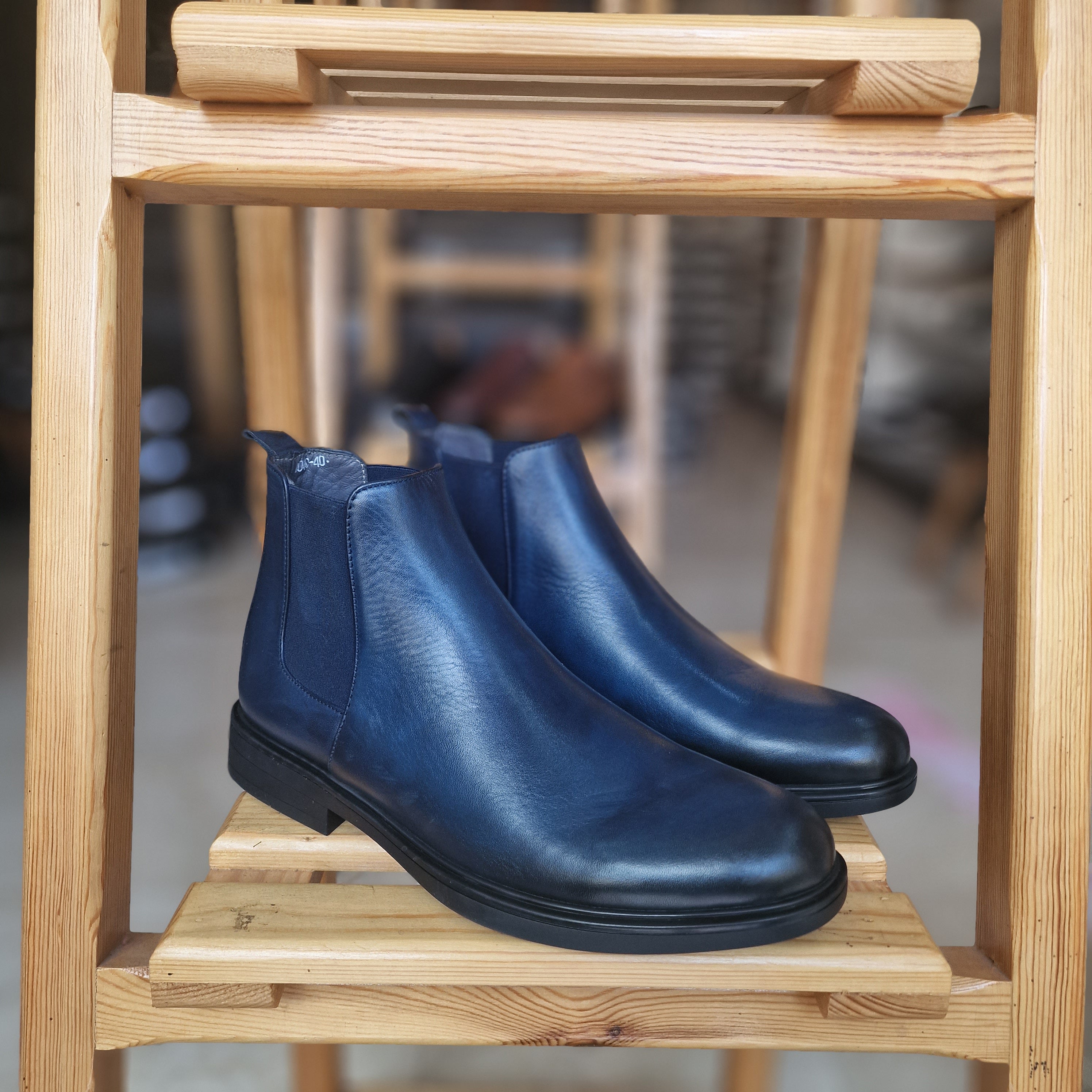 REF: 6040 PRO BOTTINE EN CUIR BLEU TX