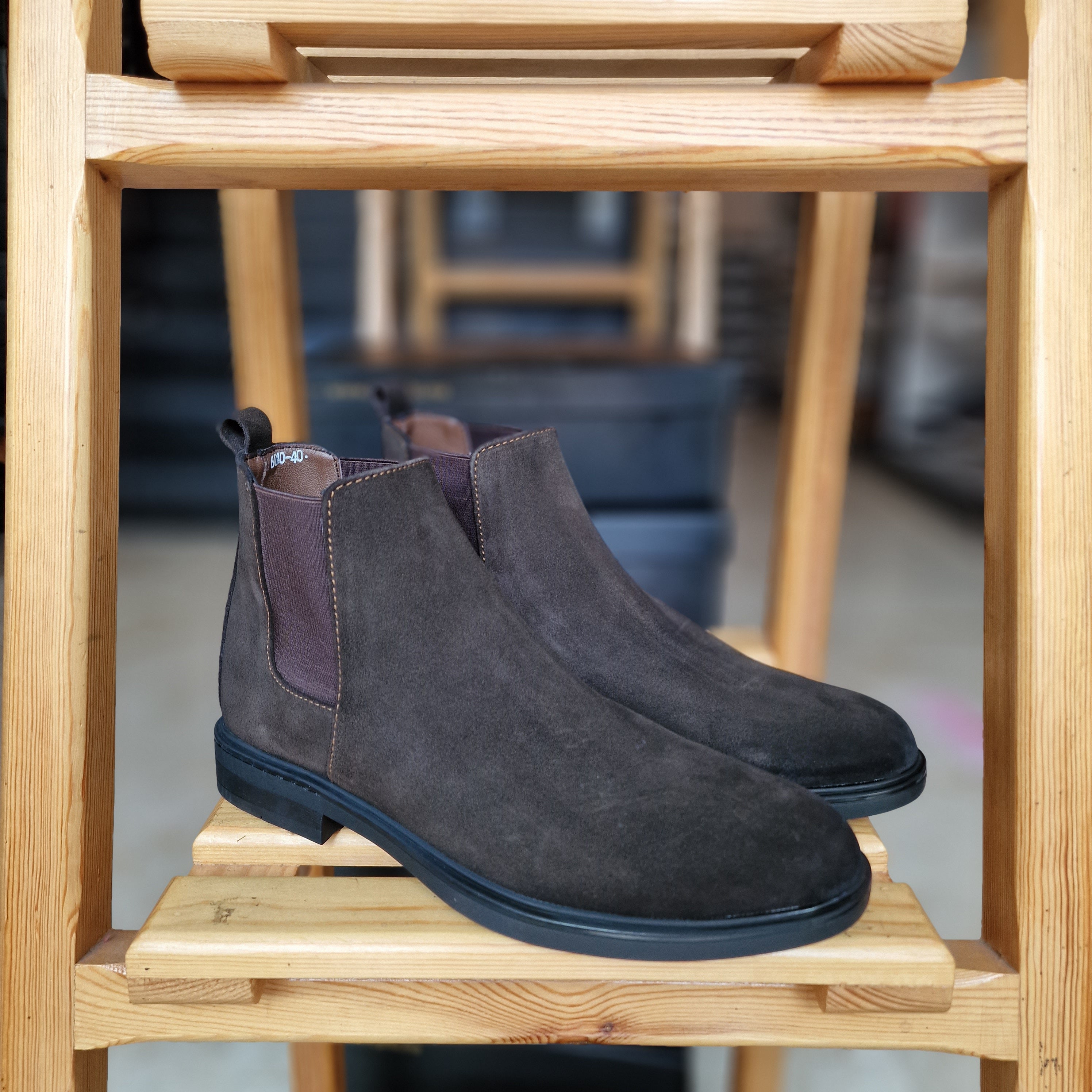 REF: 6040 PRO BOTTINE EN CUIR DAIM MARRON FONCE TX