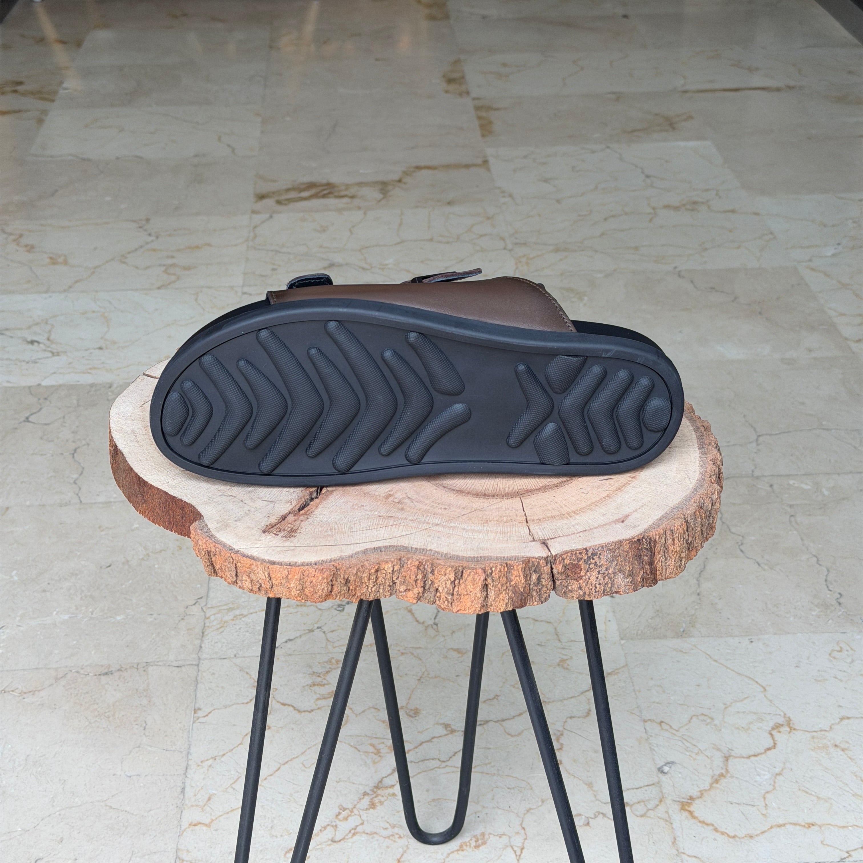 SANDALE EN CUIR Terra-Cuir 204 Cuir Marron Taba - Shopilo Shoes