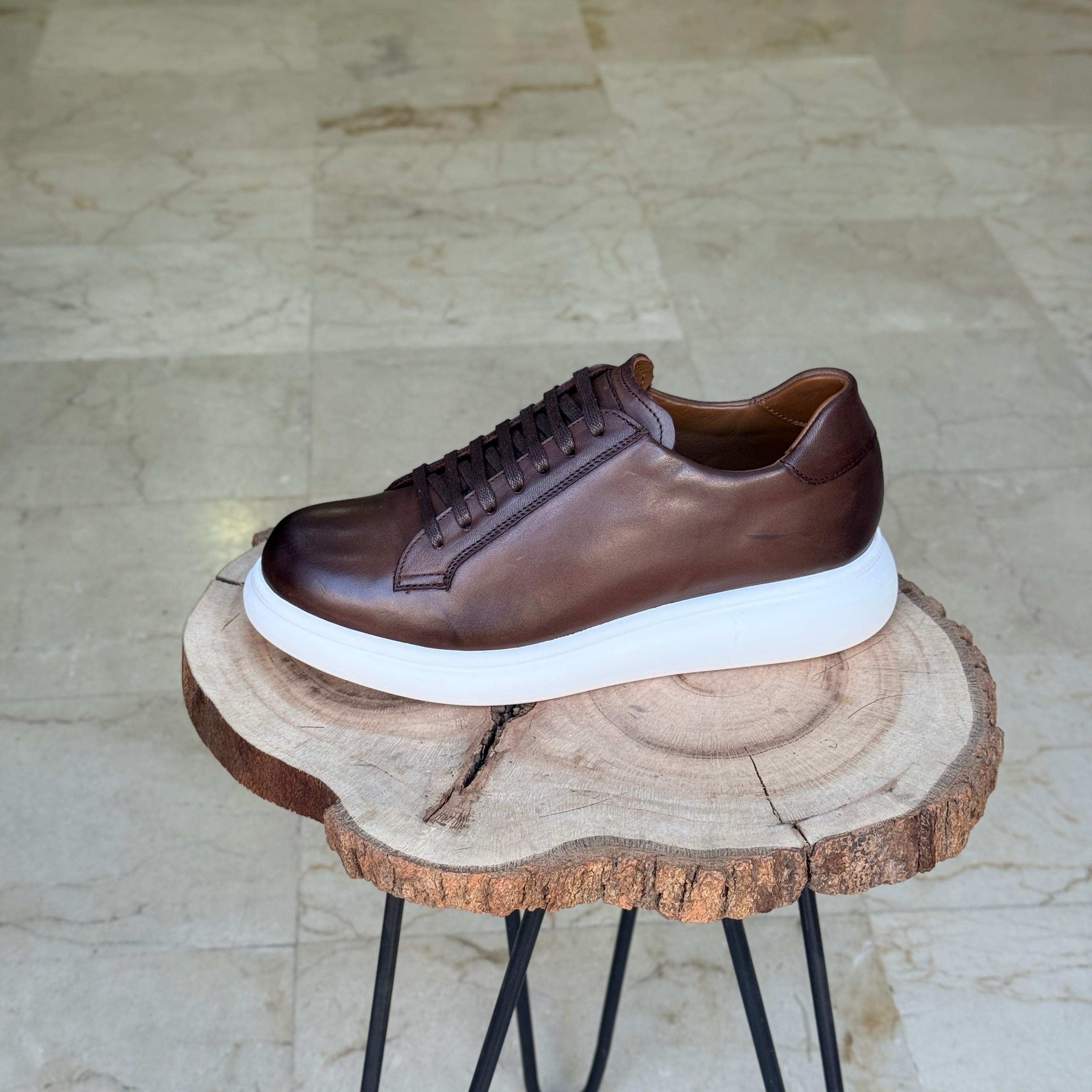 BASKET EN CUIR 704 MARRON