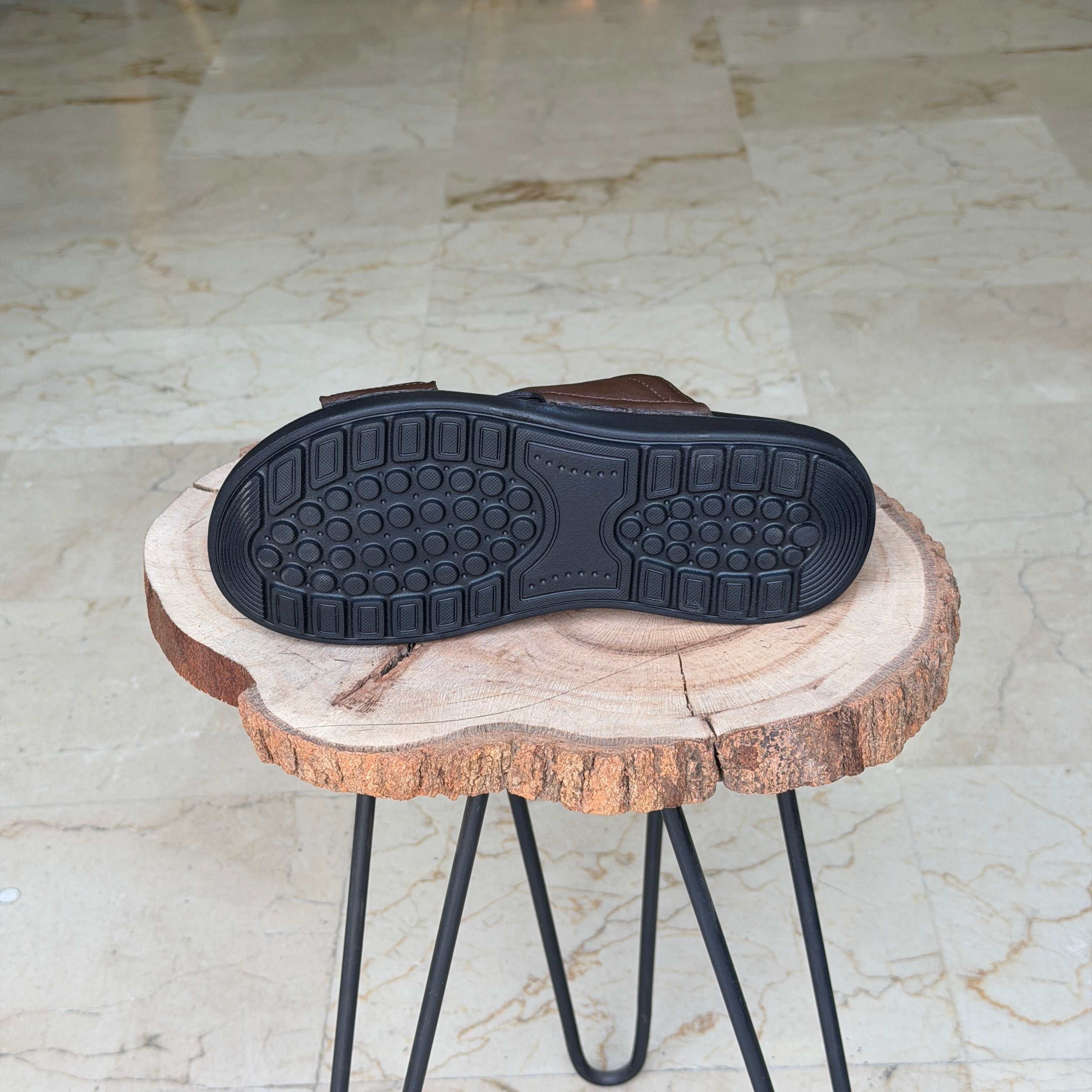 SANDALE EN CUIR Ergonomic Arch S47 MARRON - Shopilo Shoes