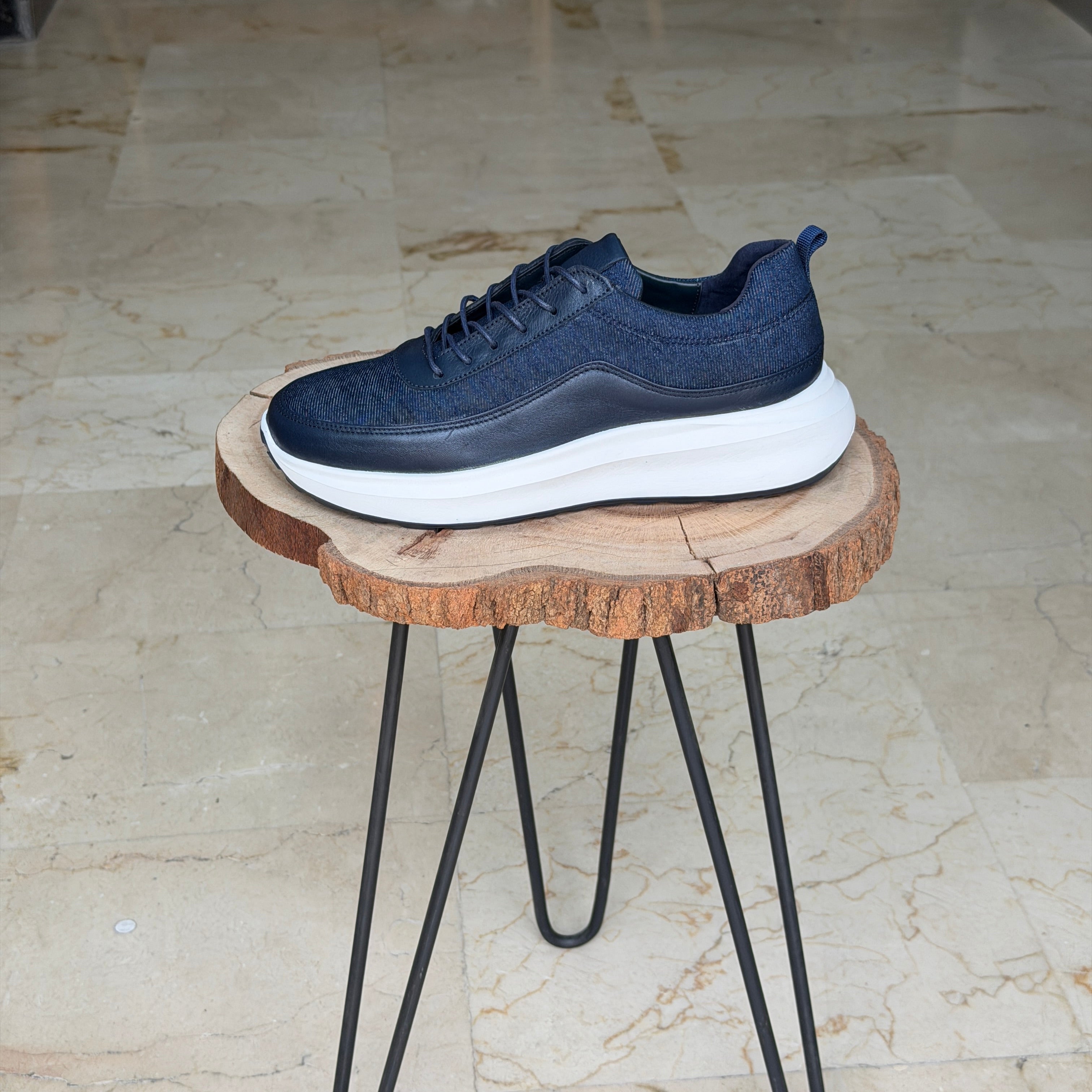 Basket en cuir ET jeans - 944 bleu