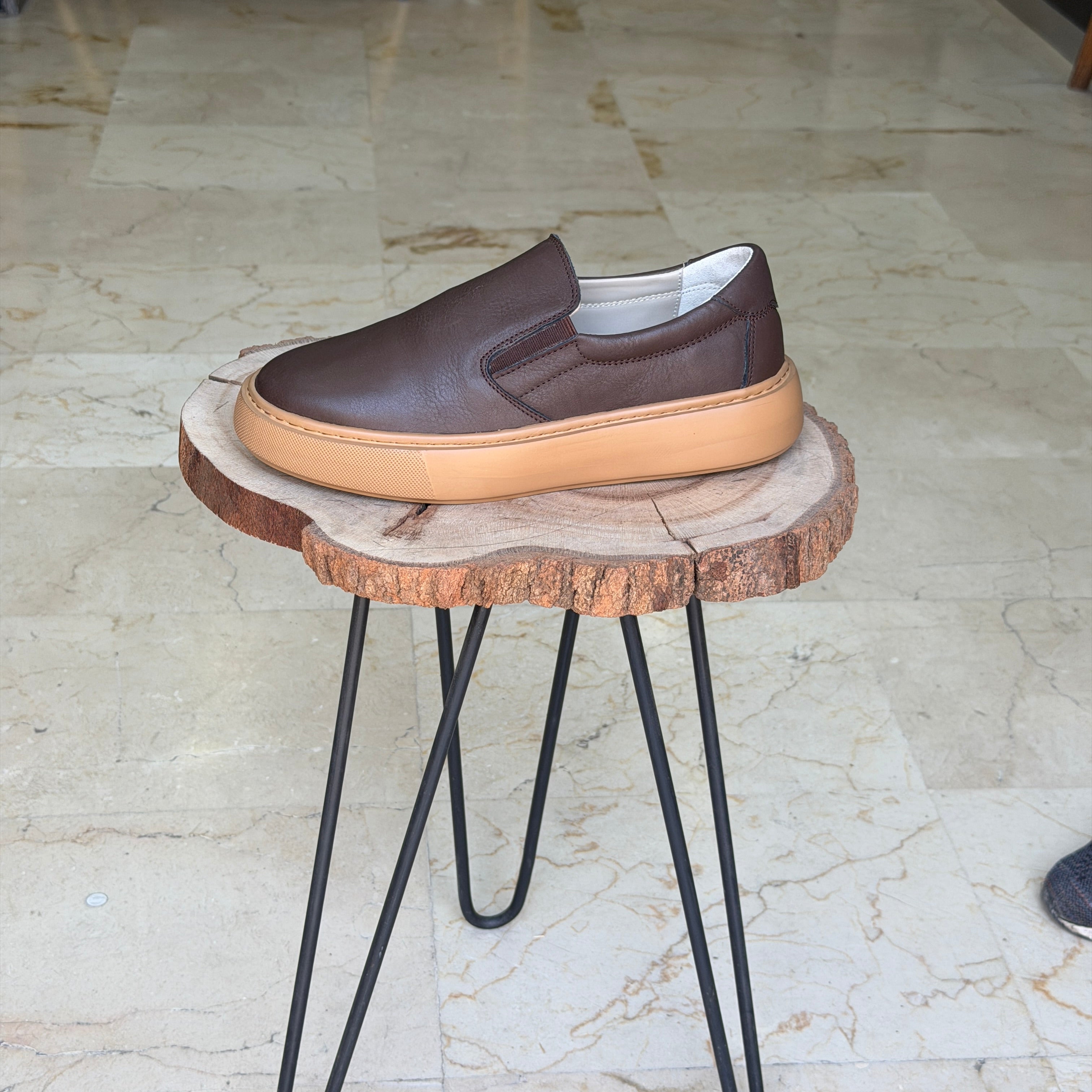 basket en cuir 0101 taba marron