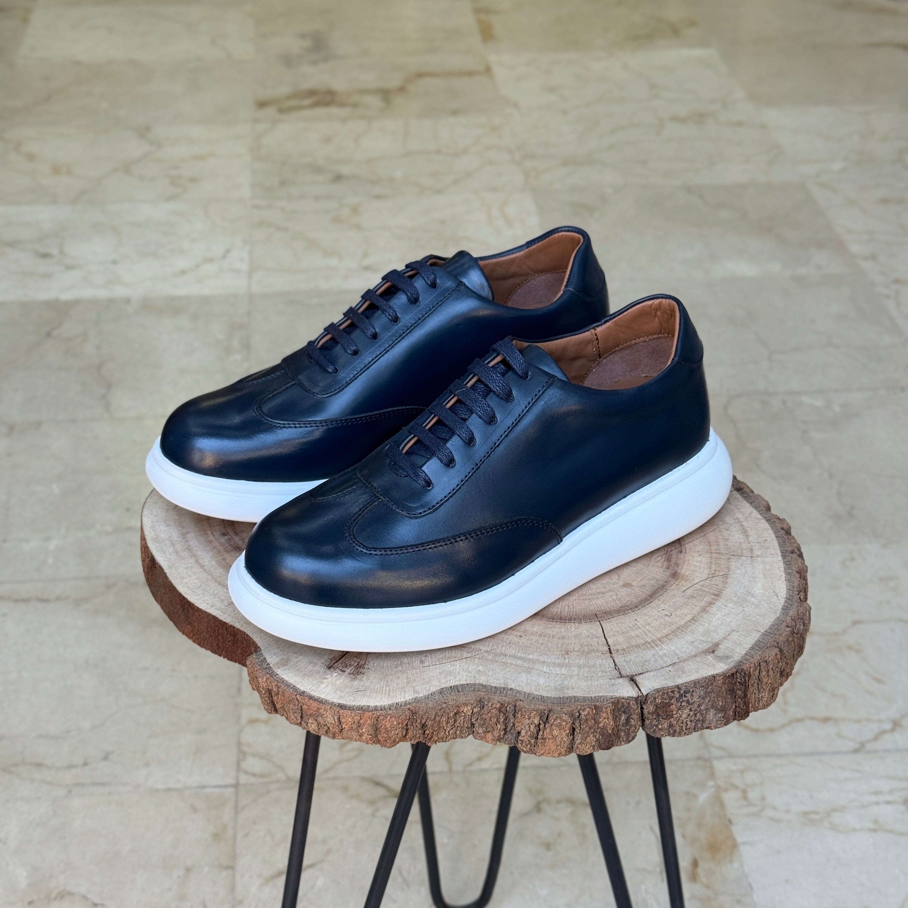 BASKET EN CUIR 726 BLEU