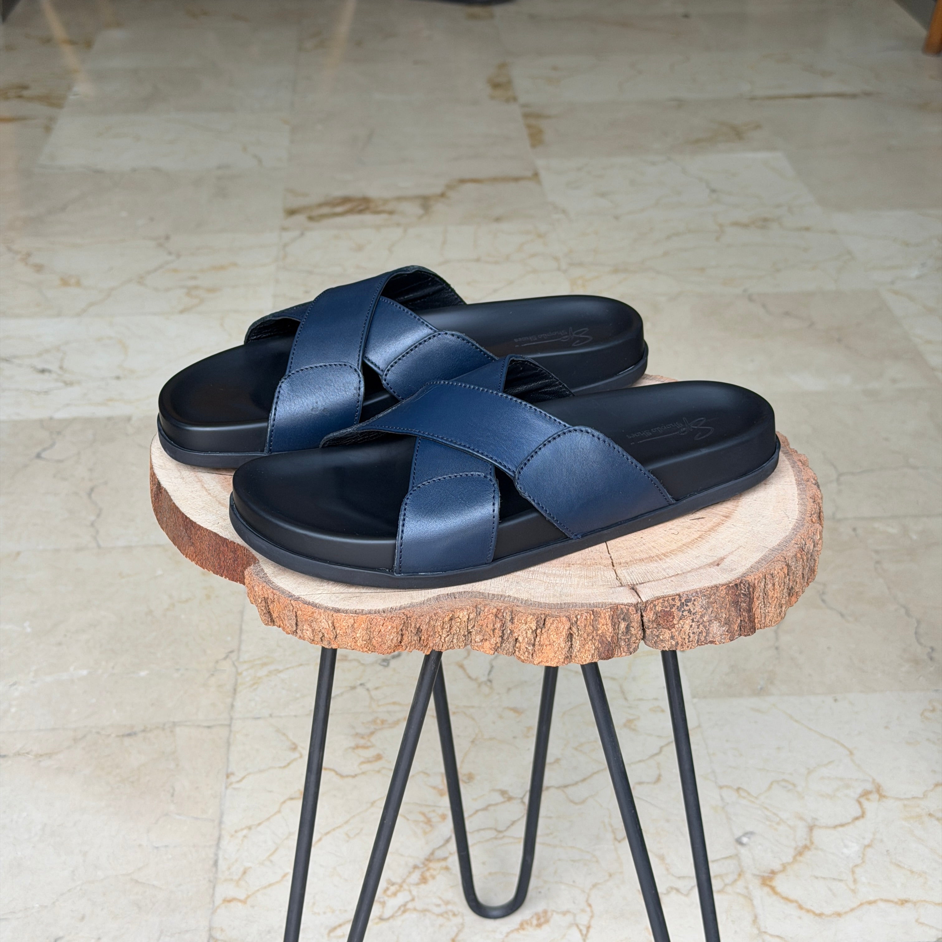 SANDALE EN CUIR Terra-Cuir 040 Bleu