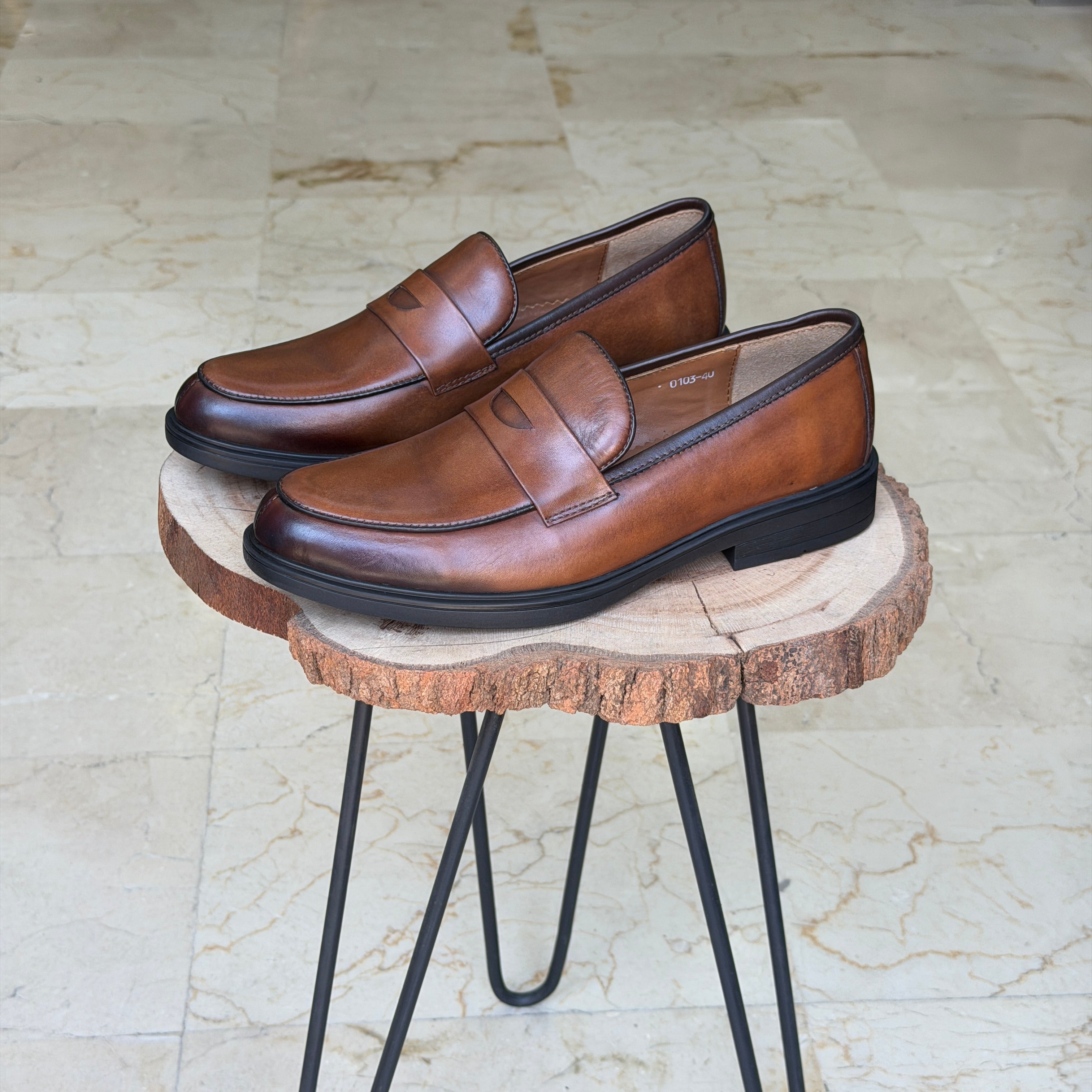 chaussure en cuir 0103 Taba