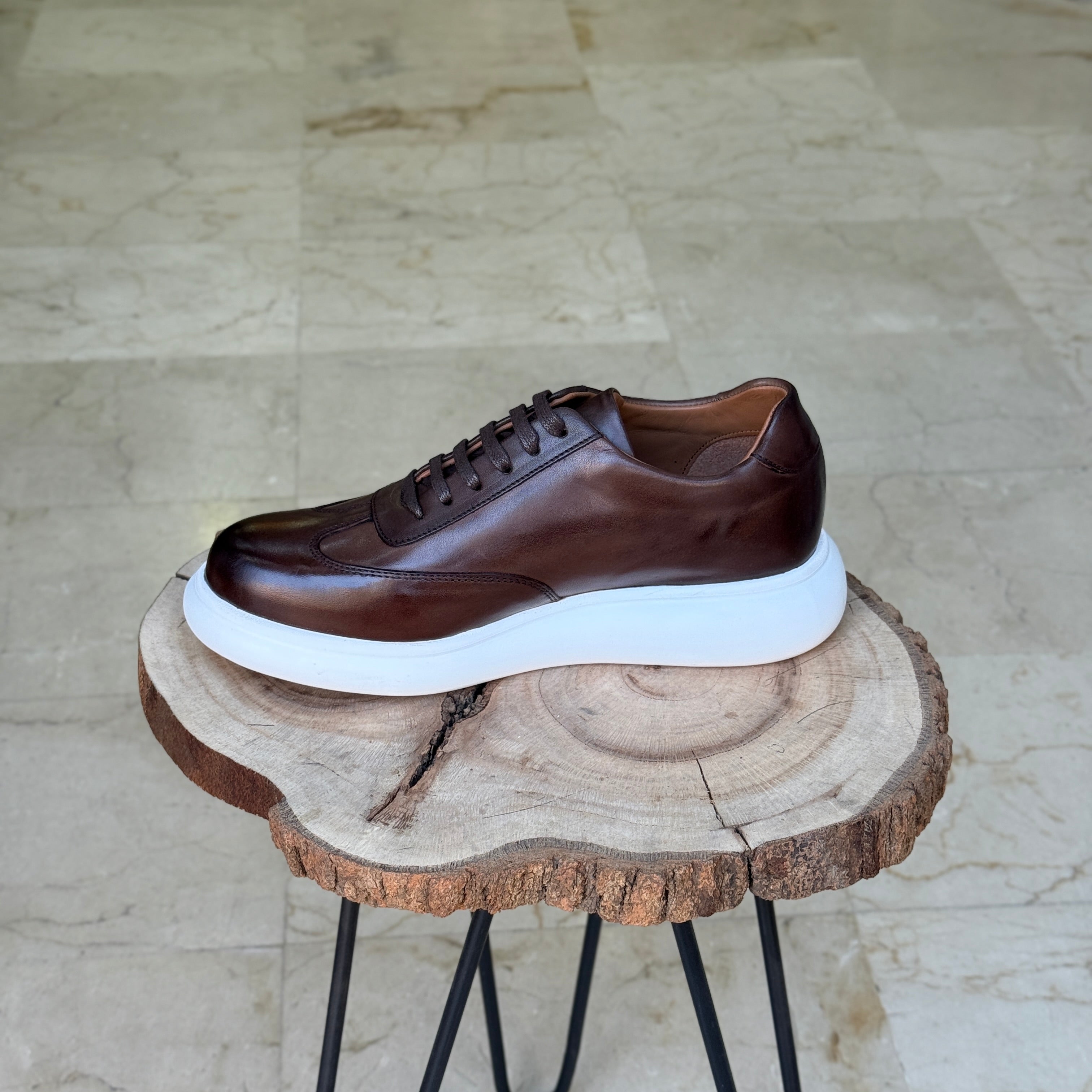 BASKET EN CUIR 726 MARRON