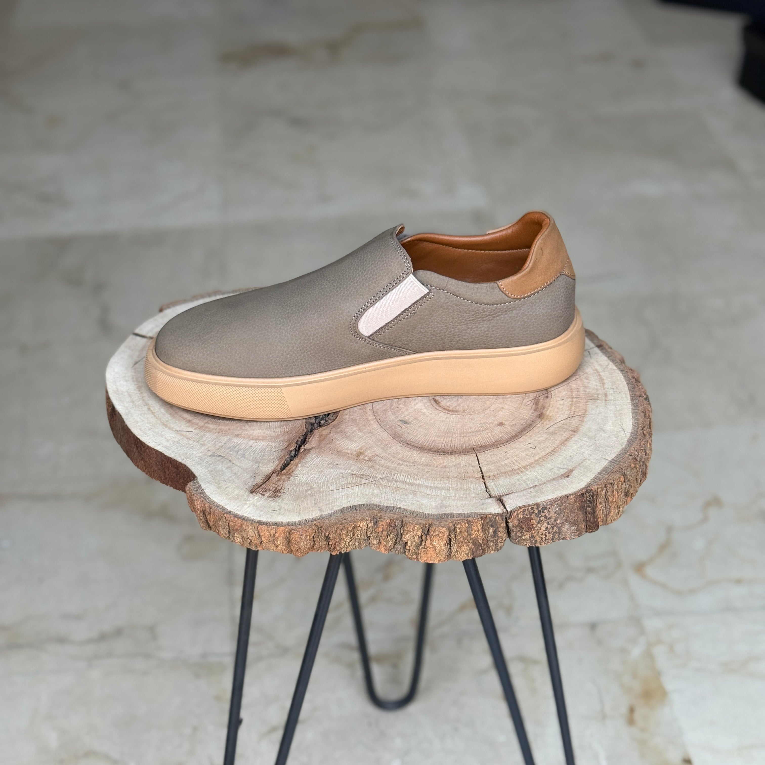 BASKET EN CUIR 816 BEIG NUBUCK
