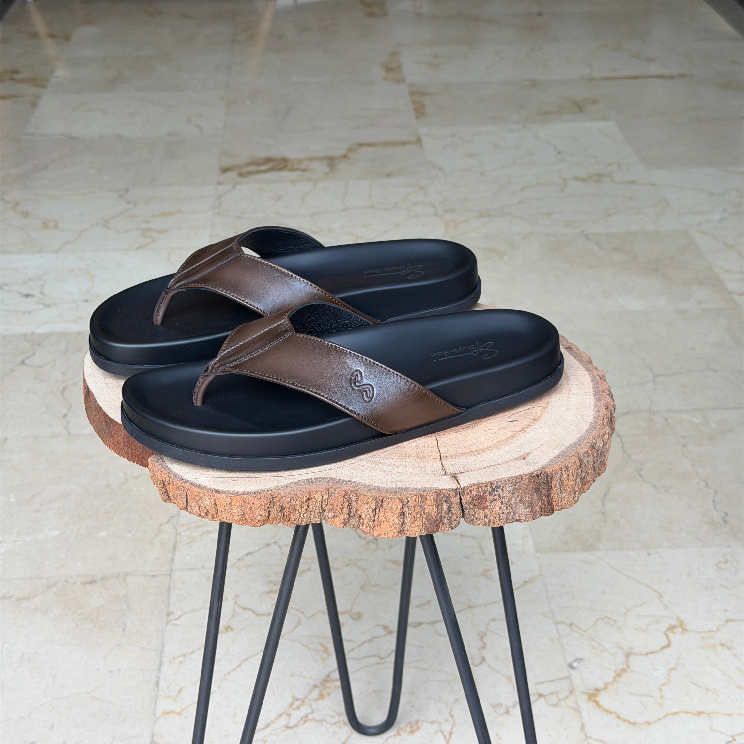 SANDALE EN CUIR Terra-Cuir 2121 Marron Taba