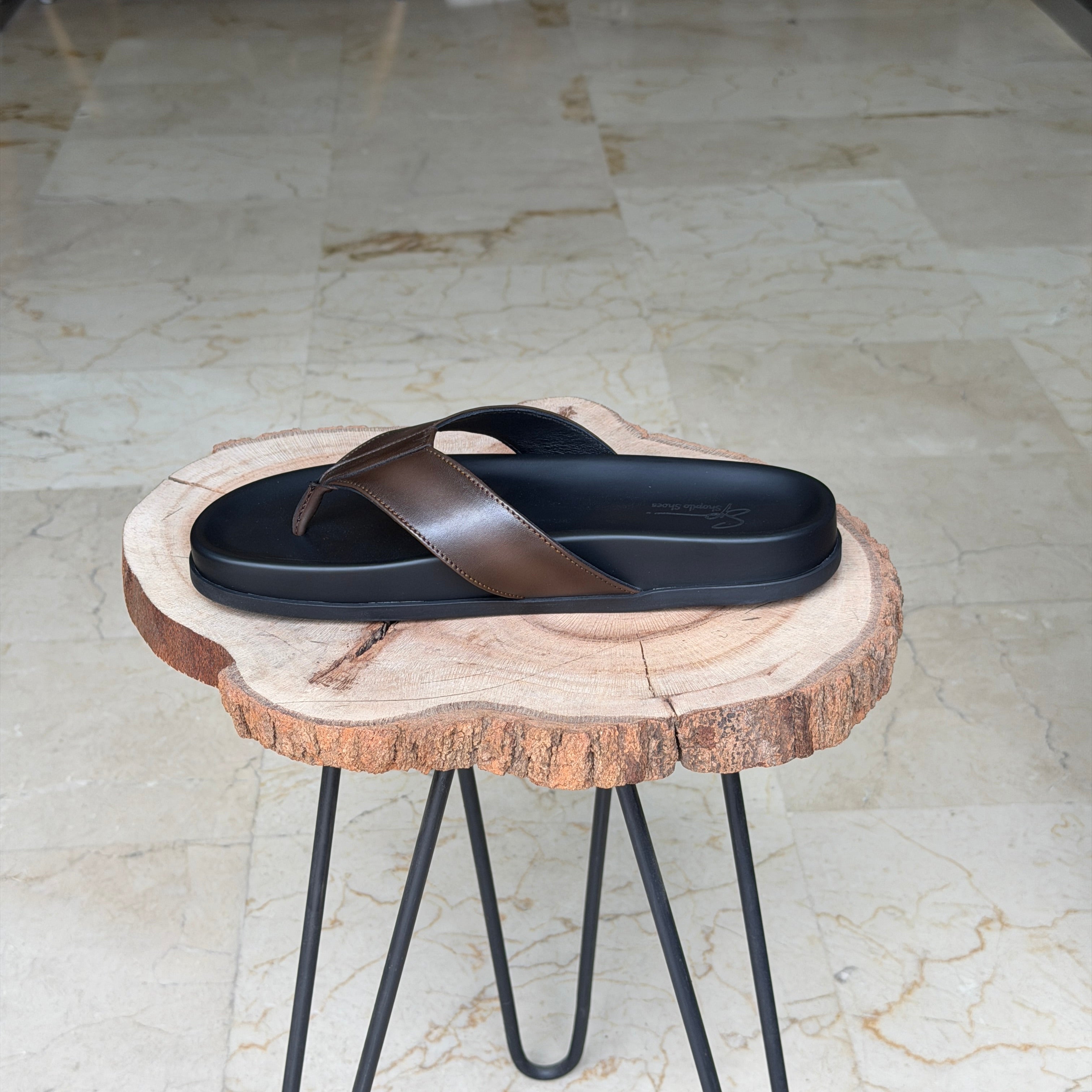 SANDALE EN CUIR Terra-Cuir 2121 Marron Taba