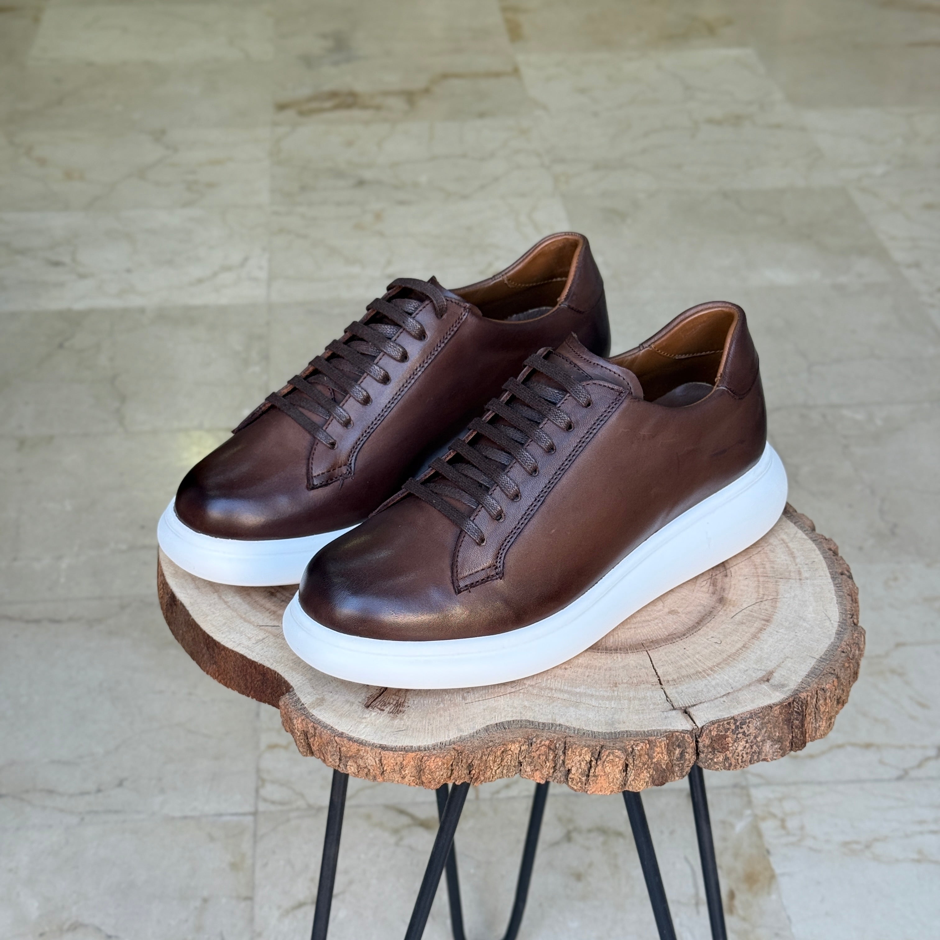 BASKET EN CUIR 704 MARRON