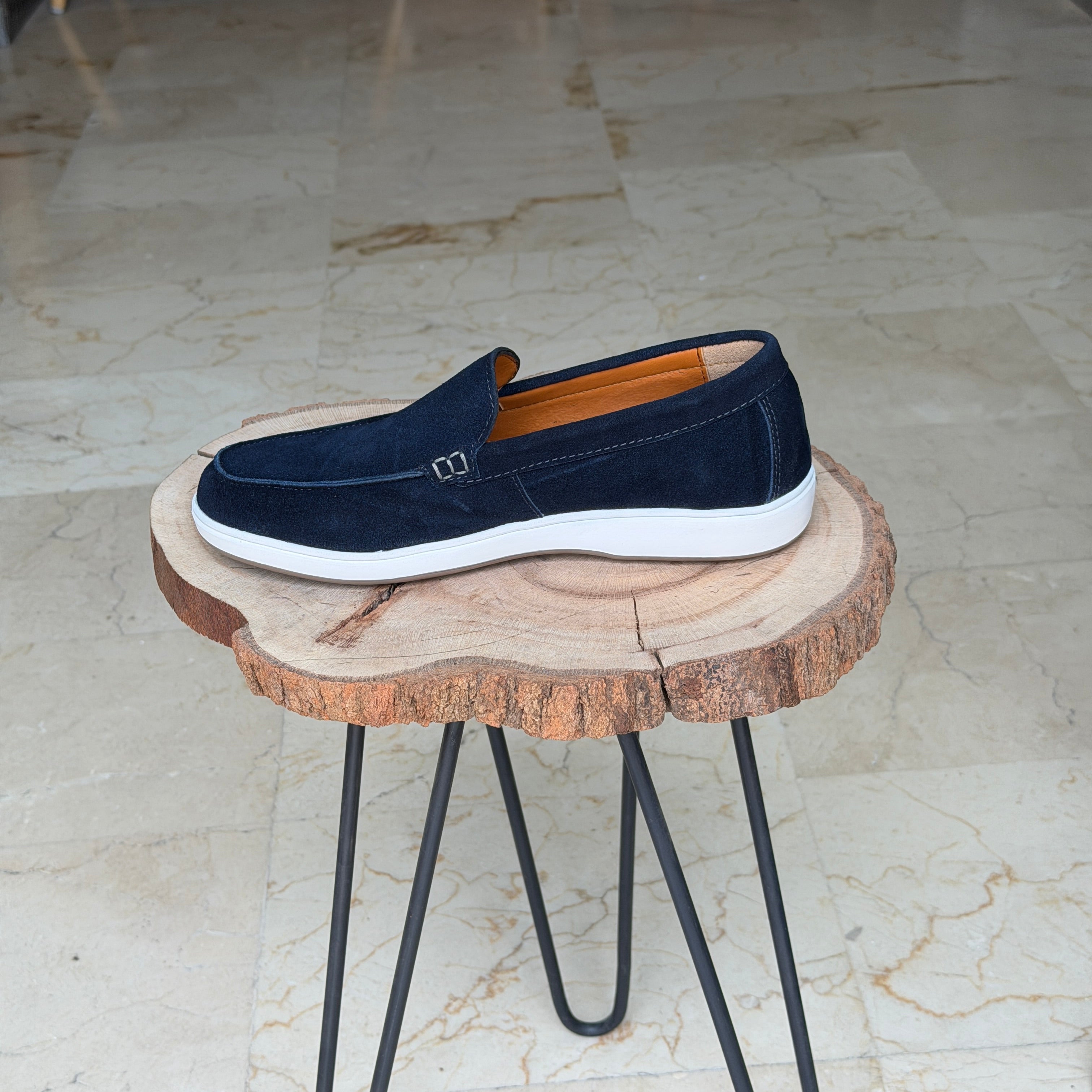 MOCASSIN EN DAIM EURO PIANA 010 BLEU MARINE - Shopilo Shoes